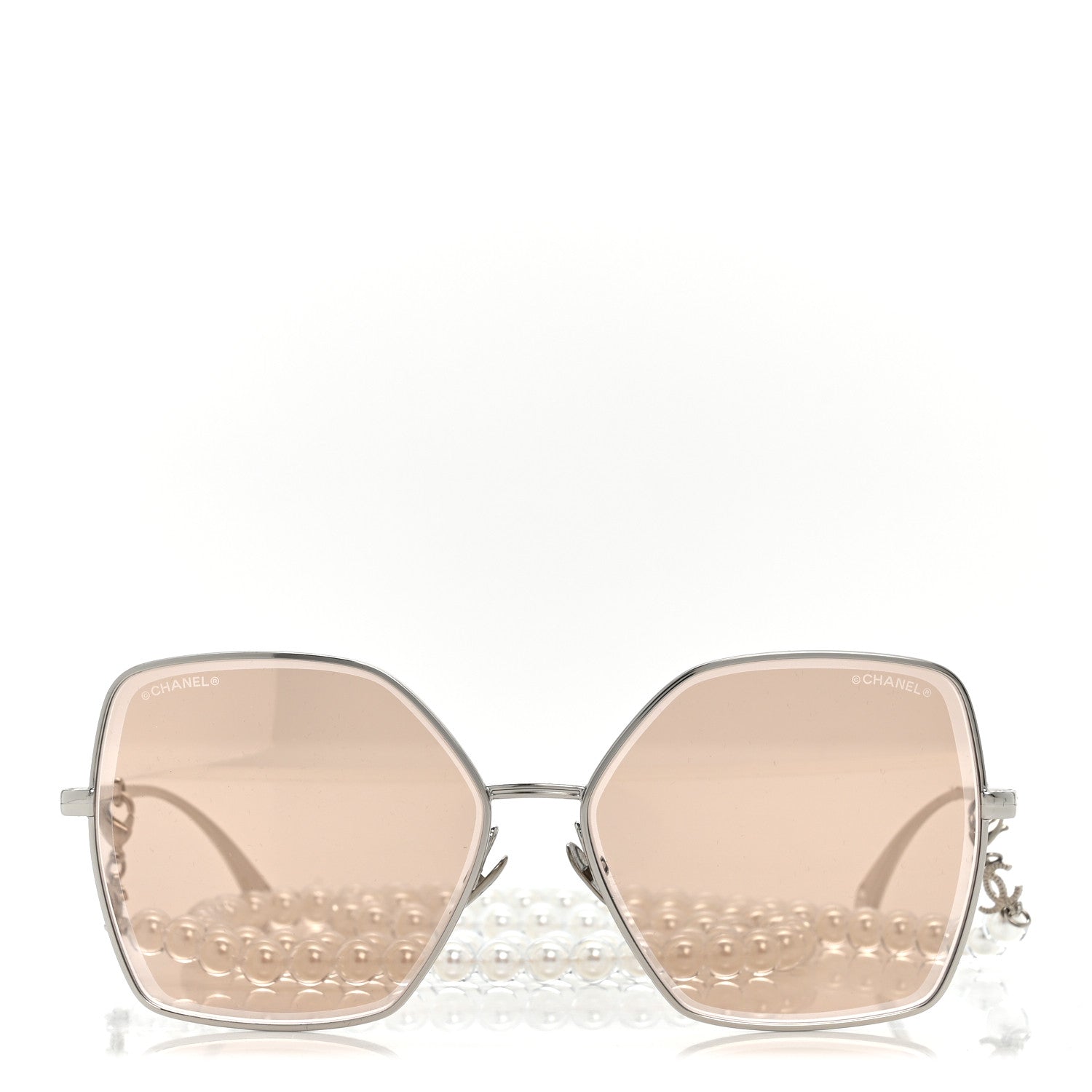 Butterfly Removable Pearl Chain Sunglasses 4262 Silver Brown