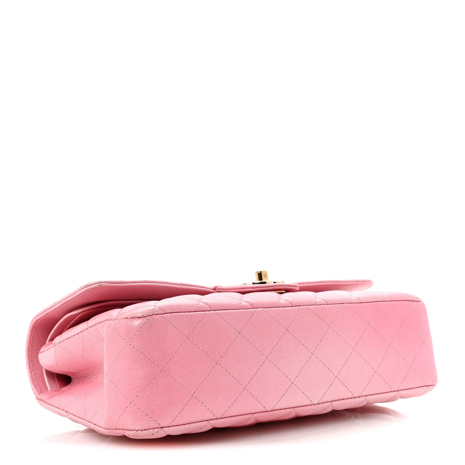 Cloudy Pearly Goatskin Quilted Medium Double Flap Pink