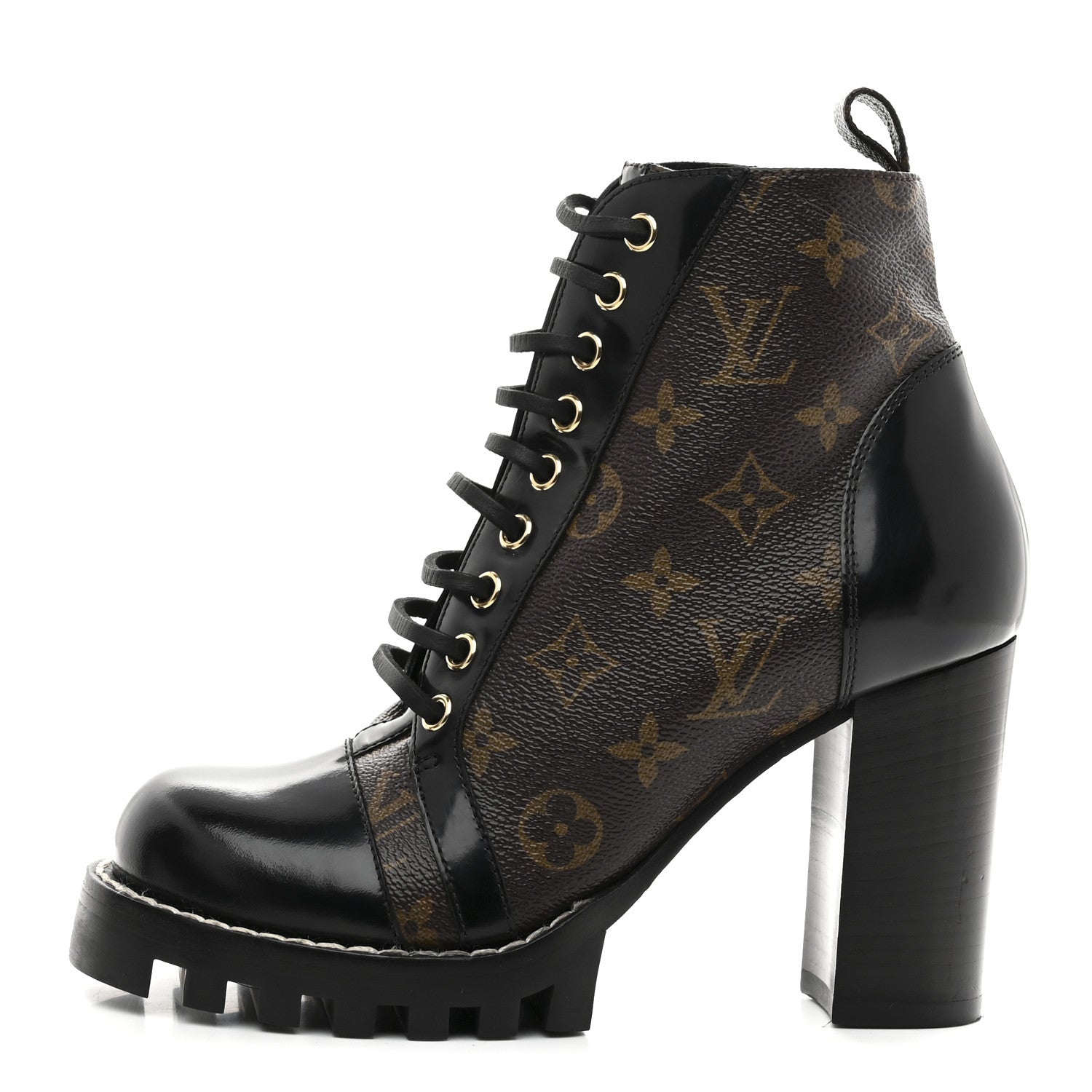 Patent Calfskin Monogram Star Trail Ankle Boots 37.5 Black