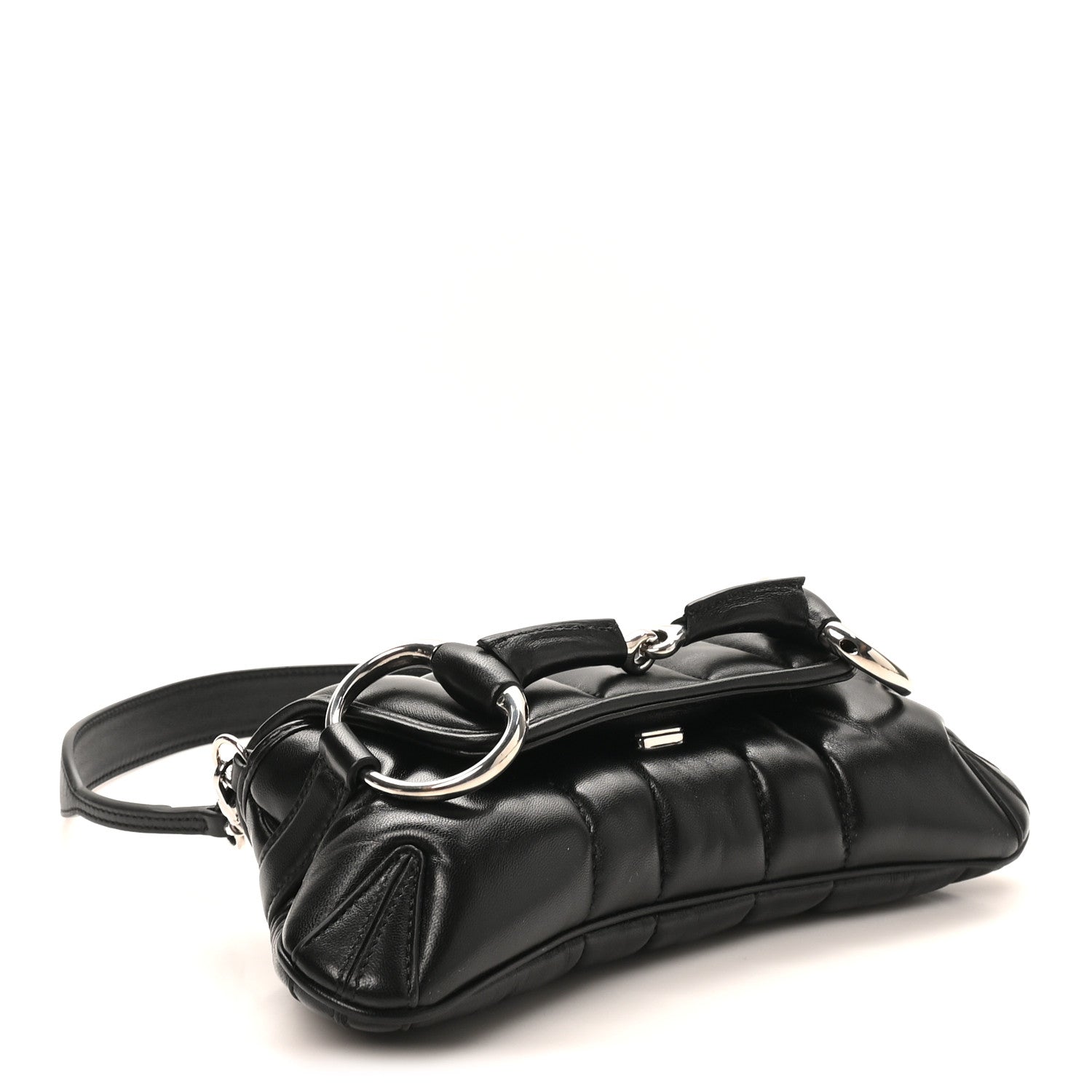 Nappa Vertical Matelasse Small Maxi Horsebit Chain Shoulder Bag Black