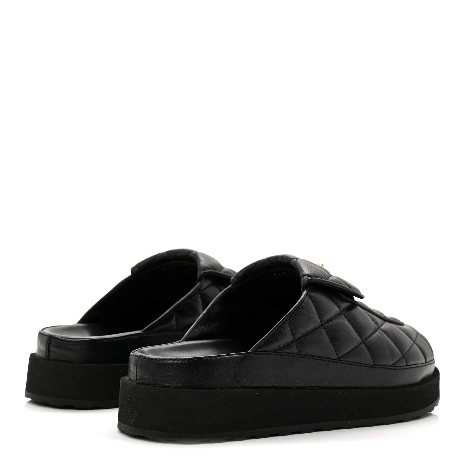 Lambskin Quilted CC Turnlock Mules 40 Black