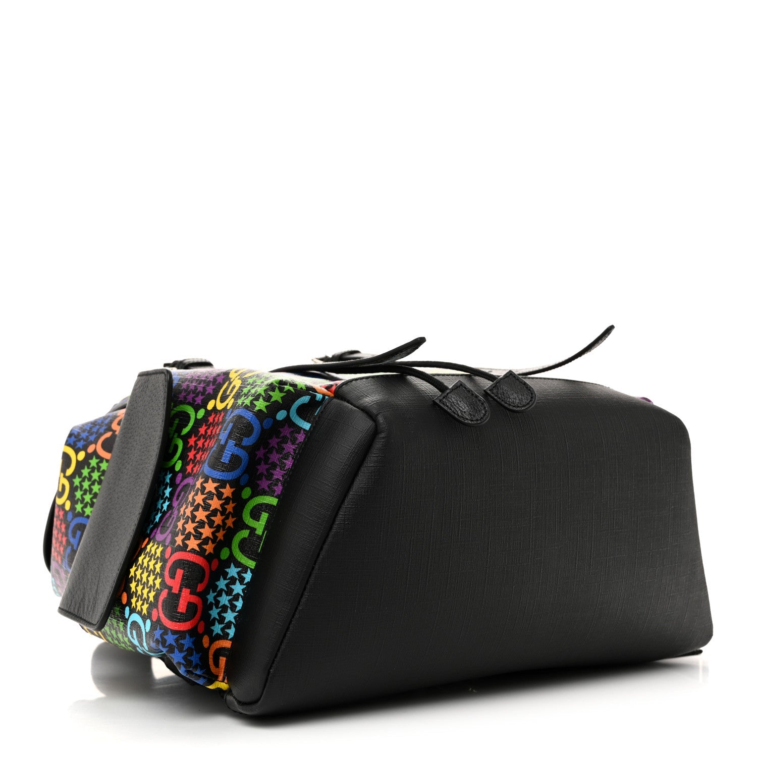 GG Supreme Monogram Psychedelic Medium Double Buckle Backpack Black Multicolor