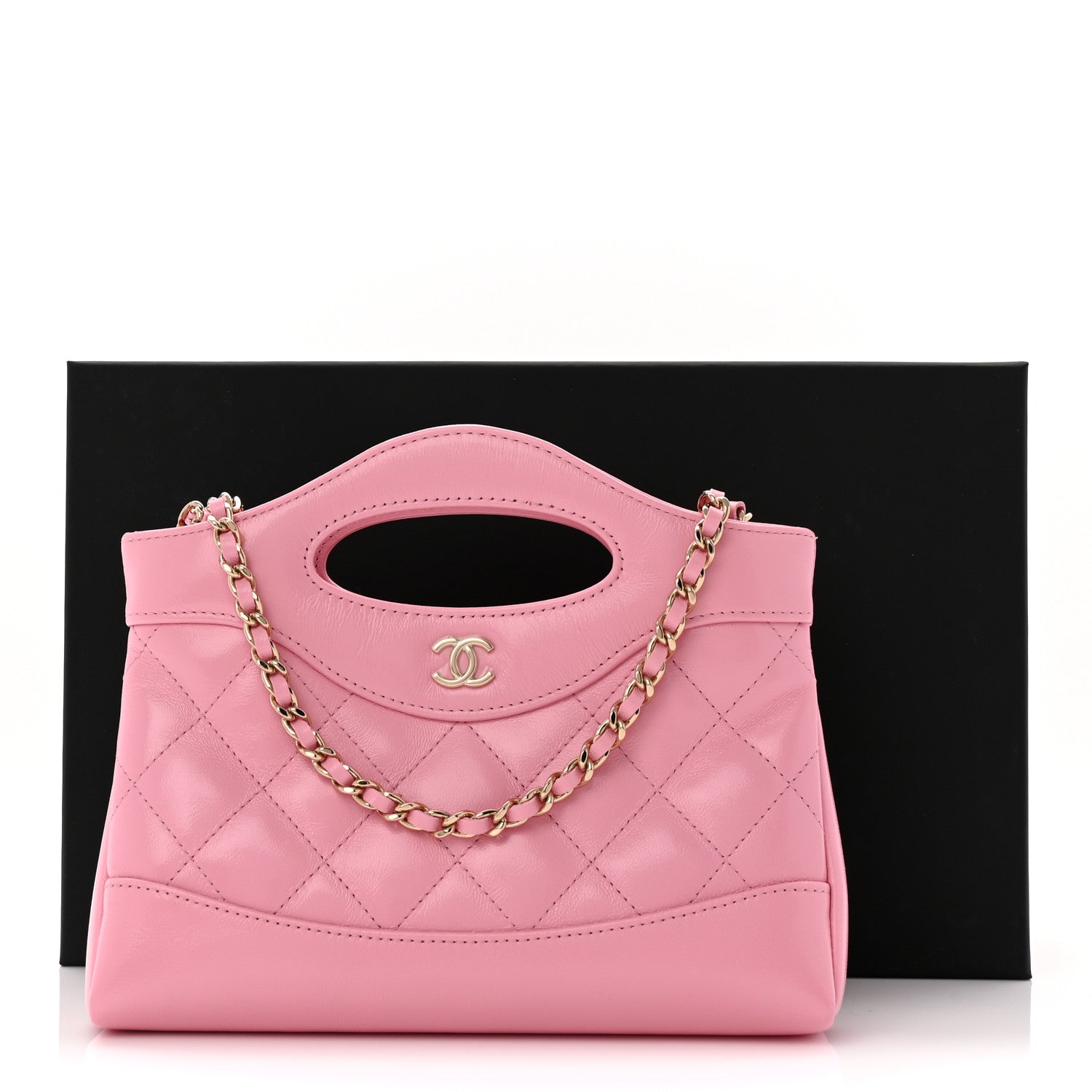 Shiny Lambskin Quilted Nano 31 Shopping Bag Pink