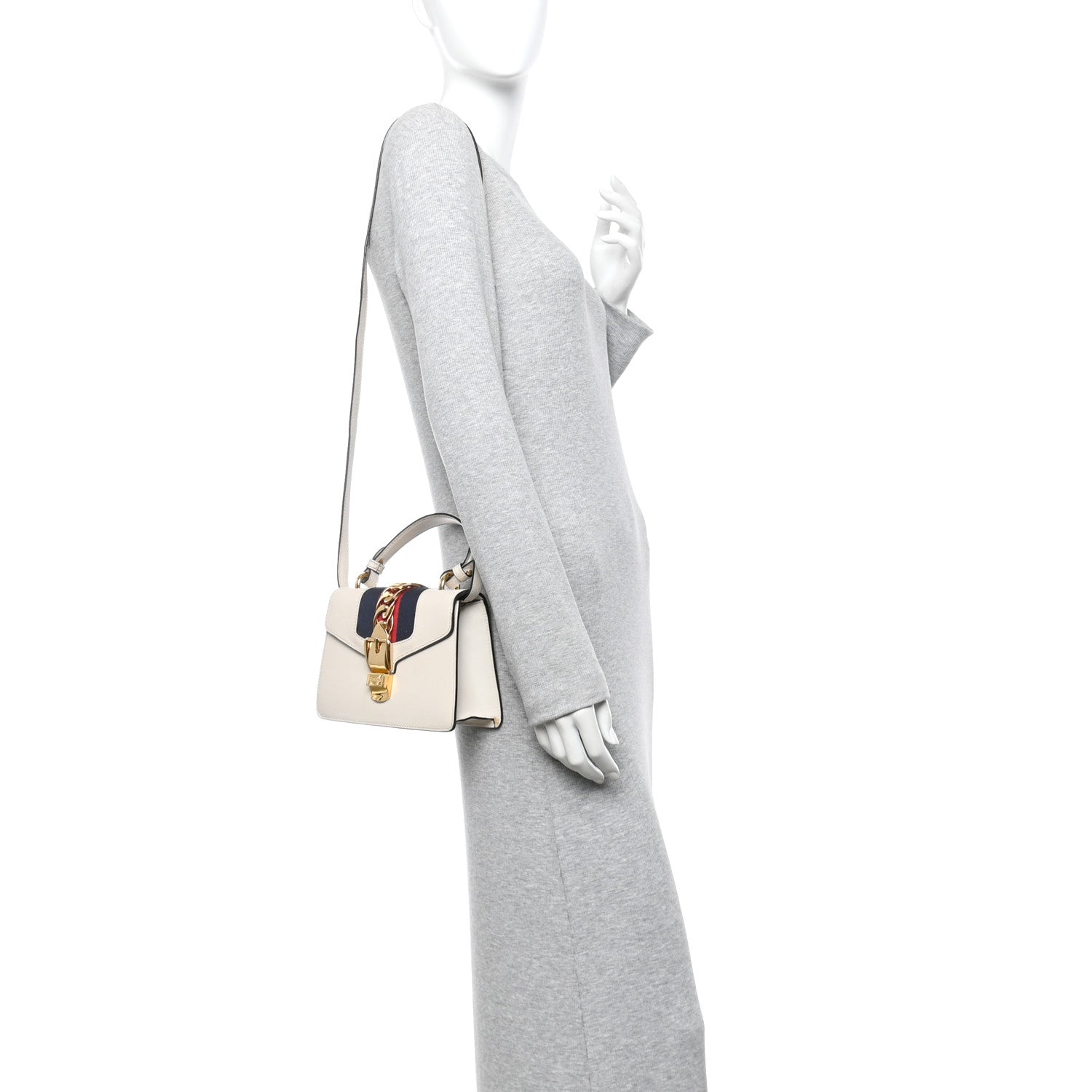 Calfskin Mini Sylvie Top Handle Bag White