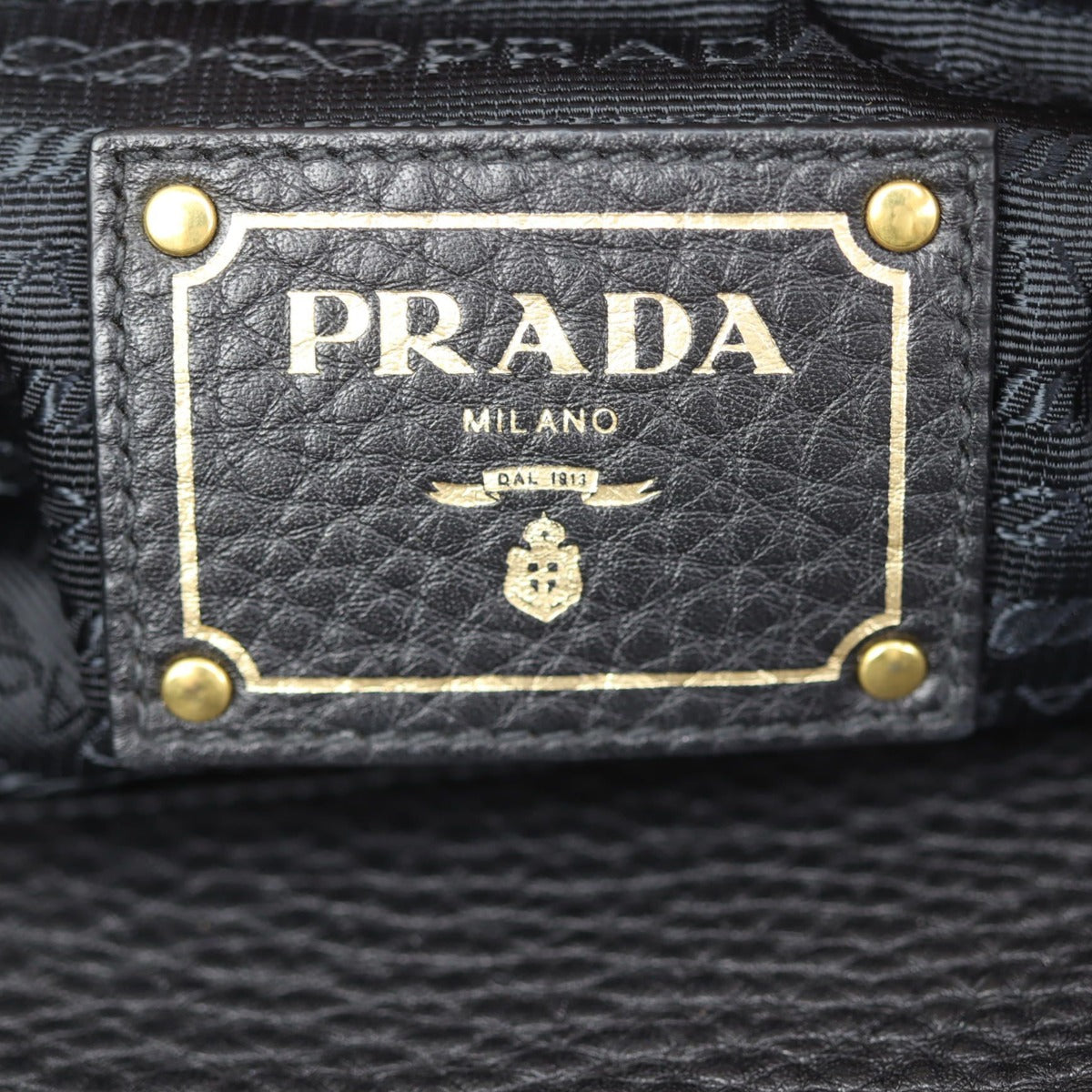 Prada Vitello Daino Logo Embossed Tote