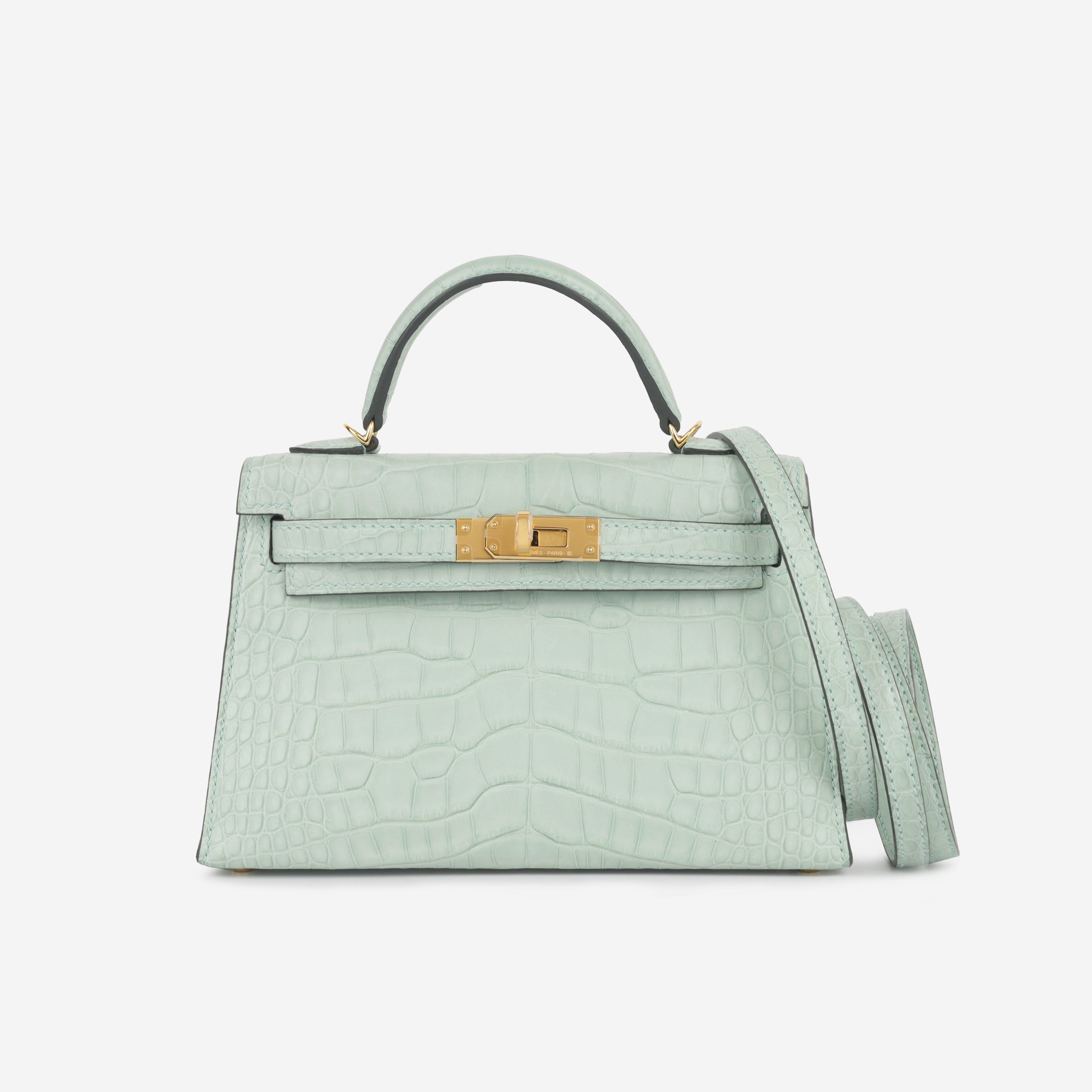 Mini Kelly  - Vert D'Eau Matte Alligator