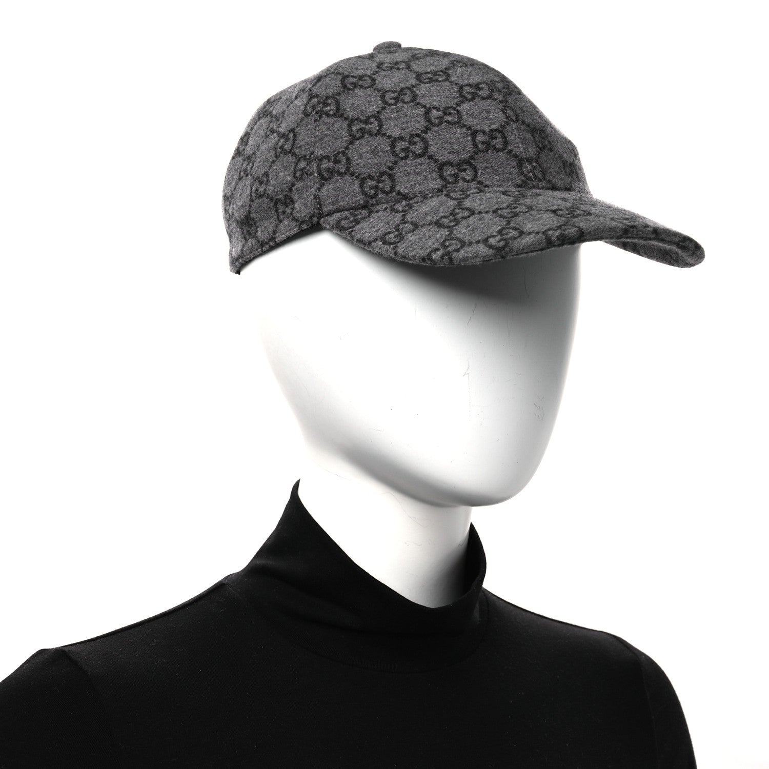 Covered Wool GG Monogram Baseball Hat L Grey Dark Grey Black
