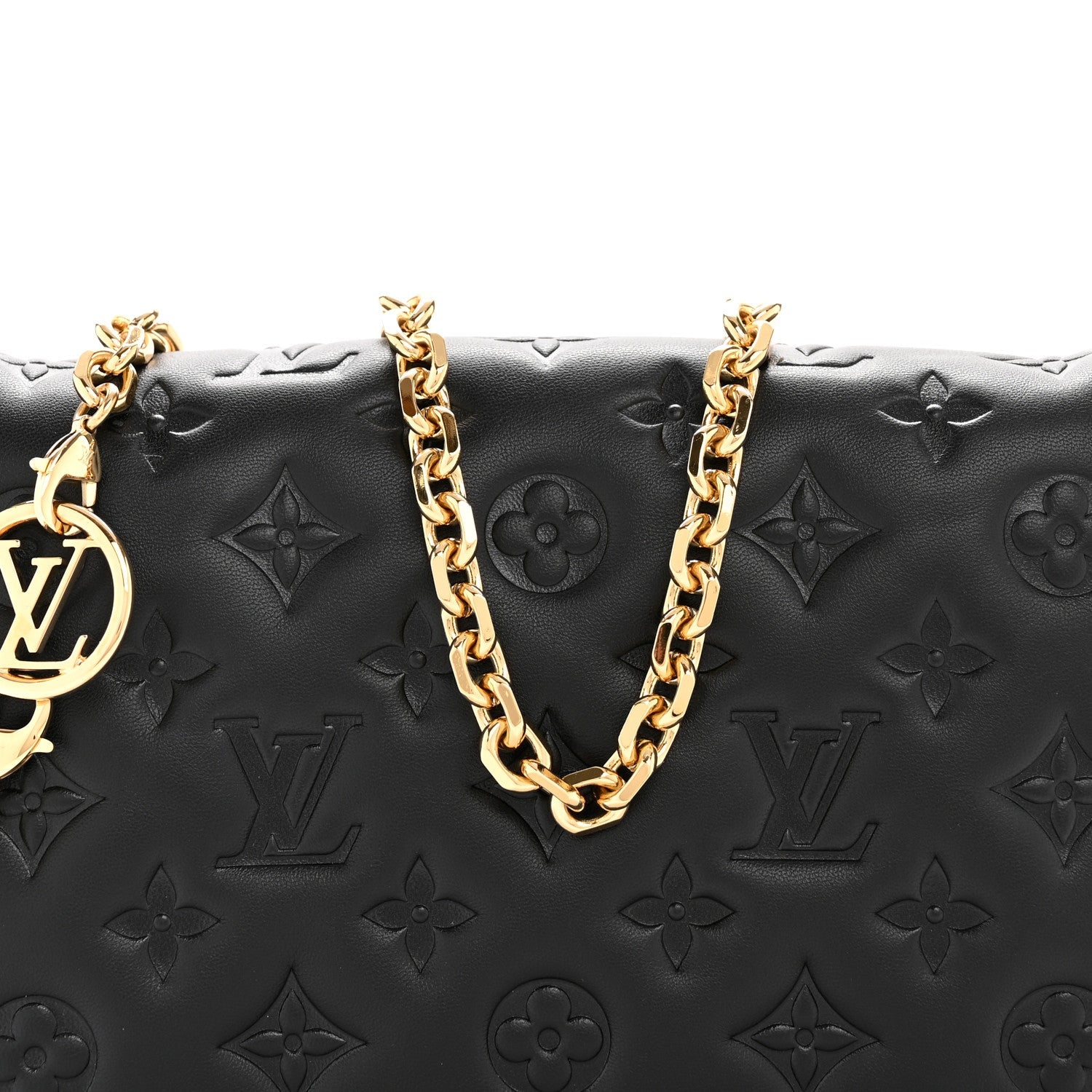 Lambskin Embossed Monogram Pochette Coussin Black