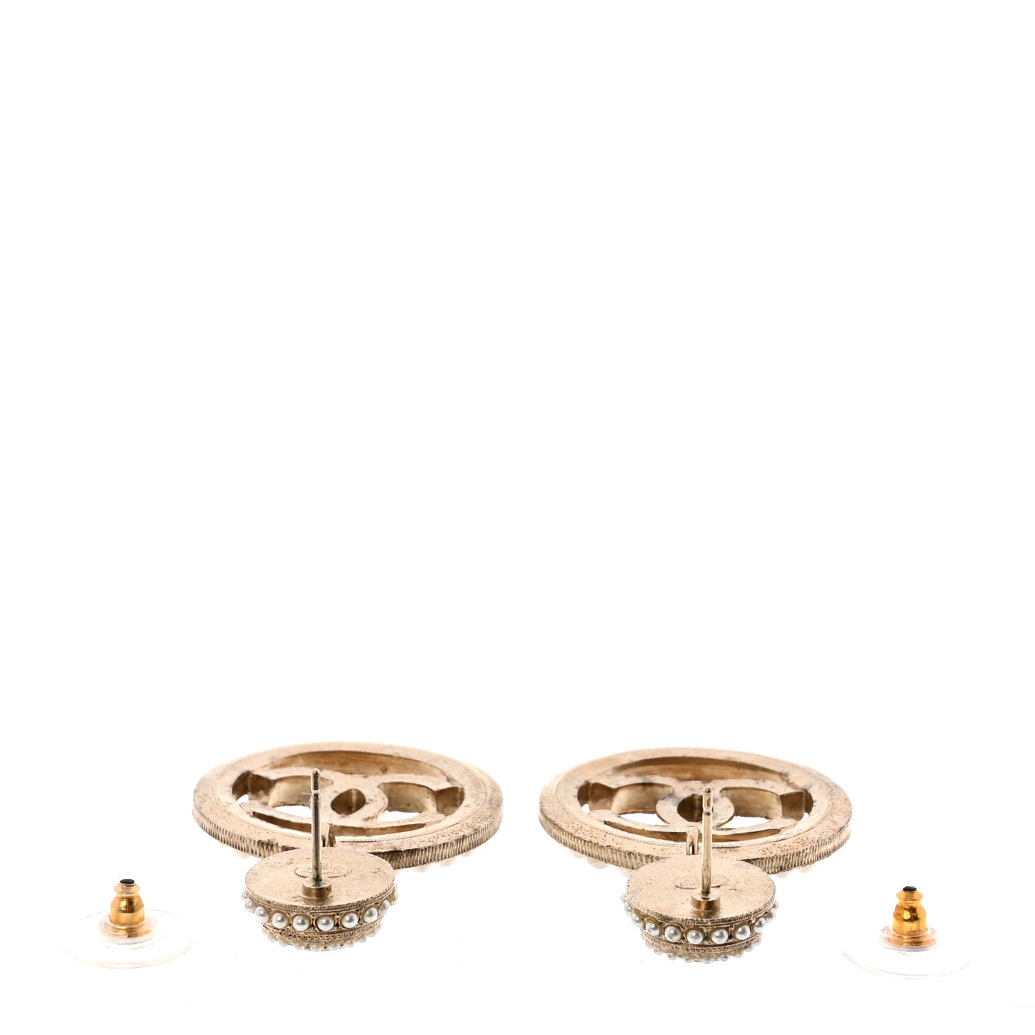 Pearl CC Drop Earrings Light Gold