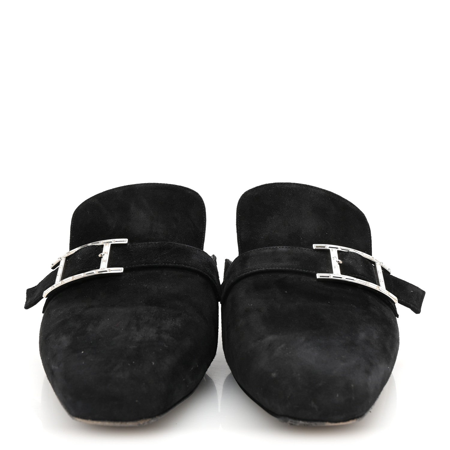 Velvet Goatskin Crystal Beauty Mules 39 Black