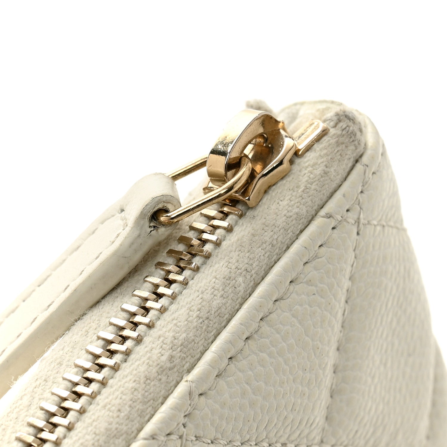 Caviar Quilted Small Pouch White
