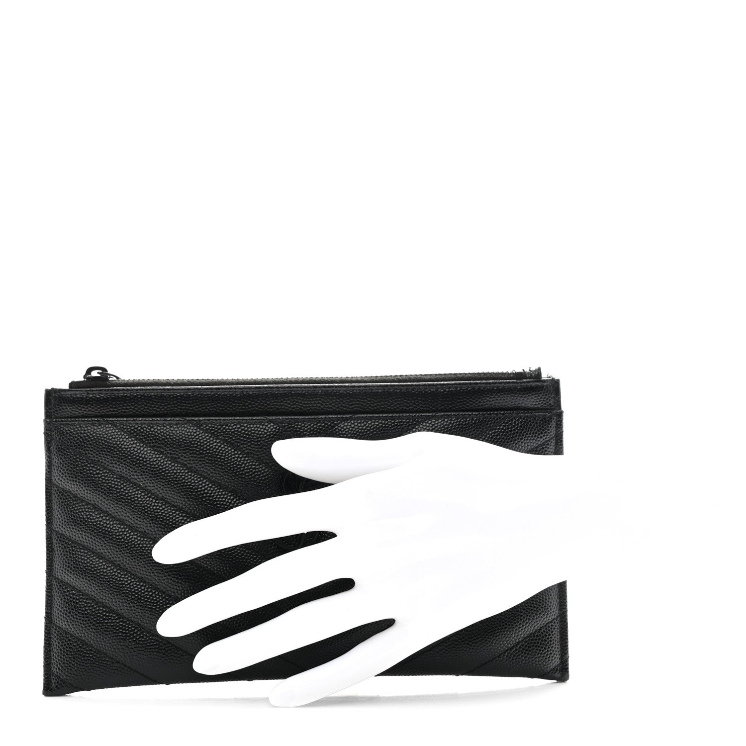 Grain De Poudre Chevron Monogram Monochrome Bill Pouch Black