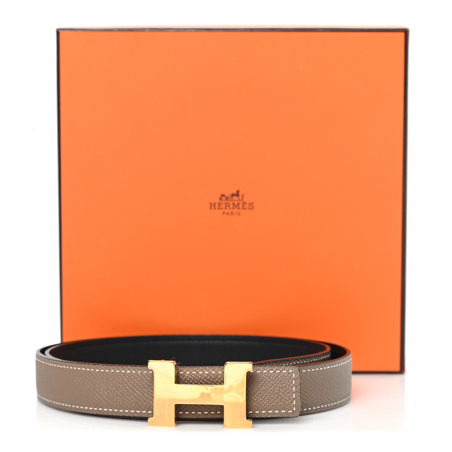 Swift Epsom 24mm Mini Constance H Belt 85 34 Black Etoupe