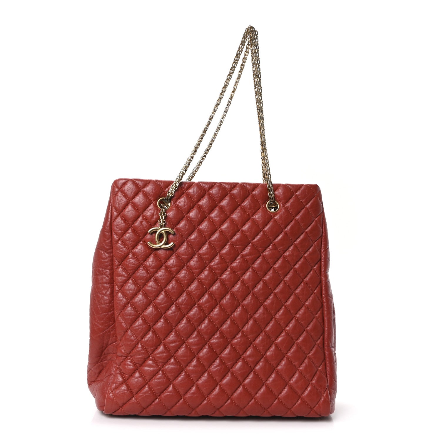 Lambskin Quilted Medium New Bubble North South Tote Red