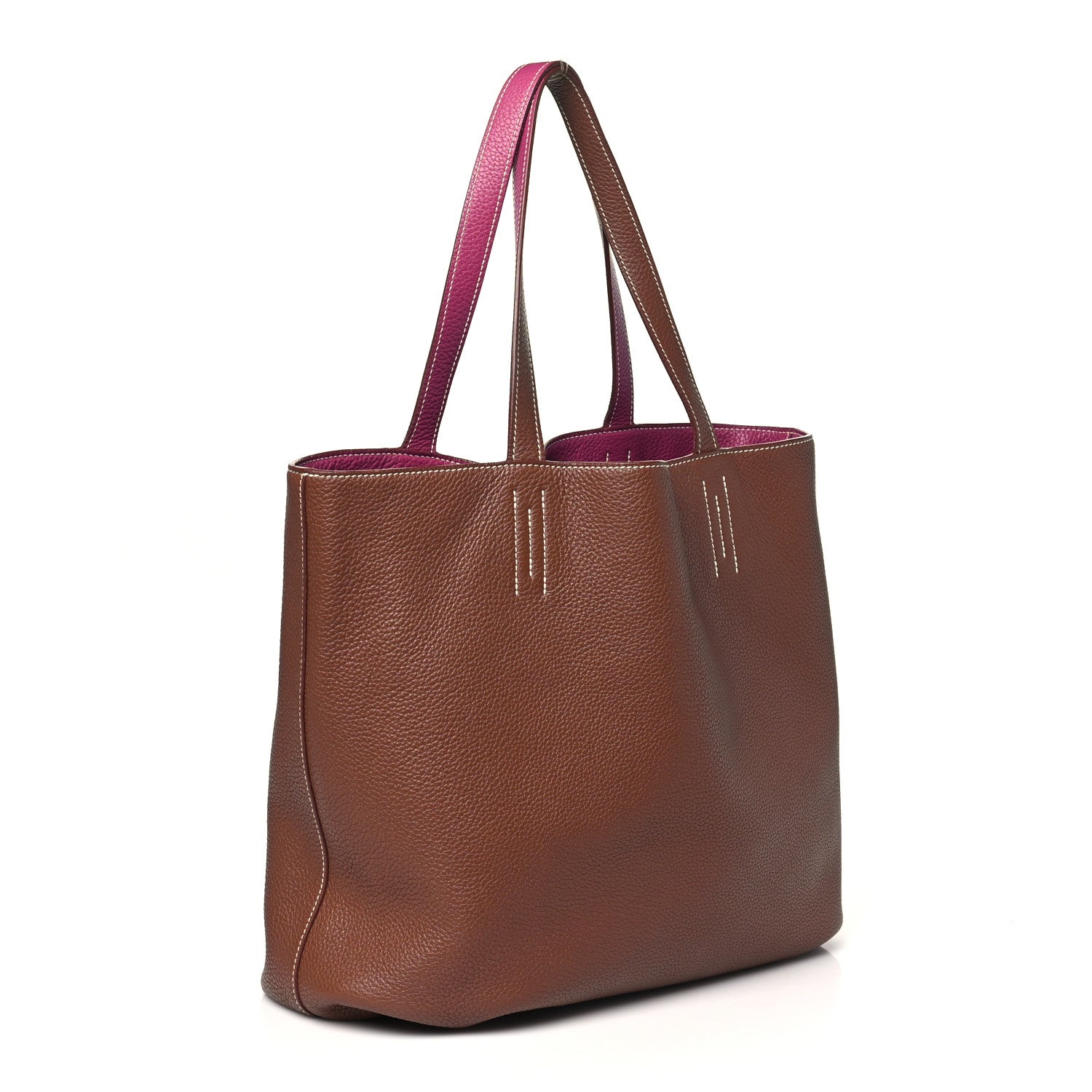 Taurillon Clemence Double Sens 36 Reversible Tote Marron Tosca