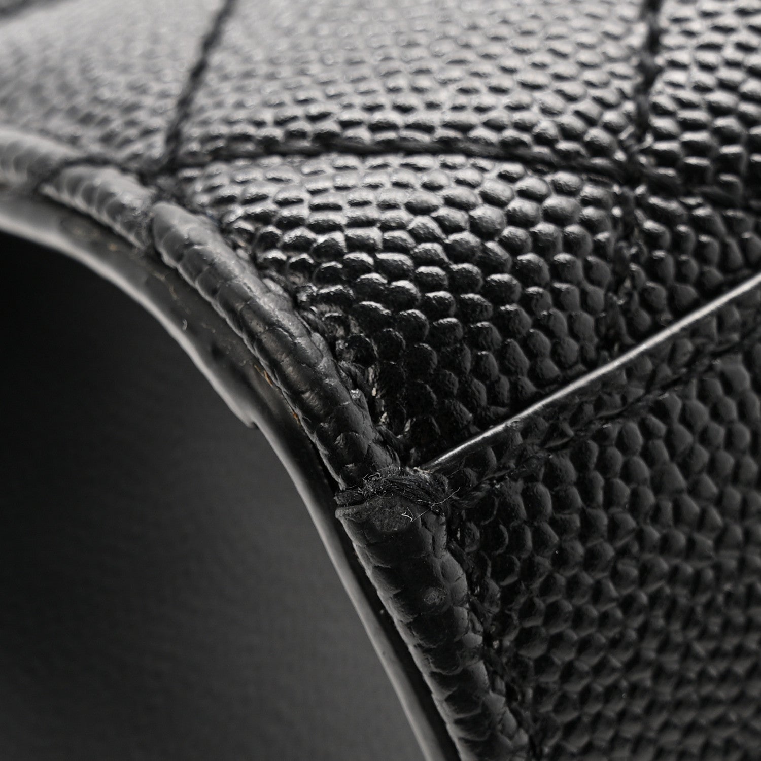 Grain De Poudre Textured Mixed Matelasse Triquilt Medium Monogram Monochrome Satchel Black