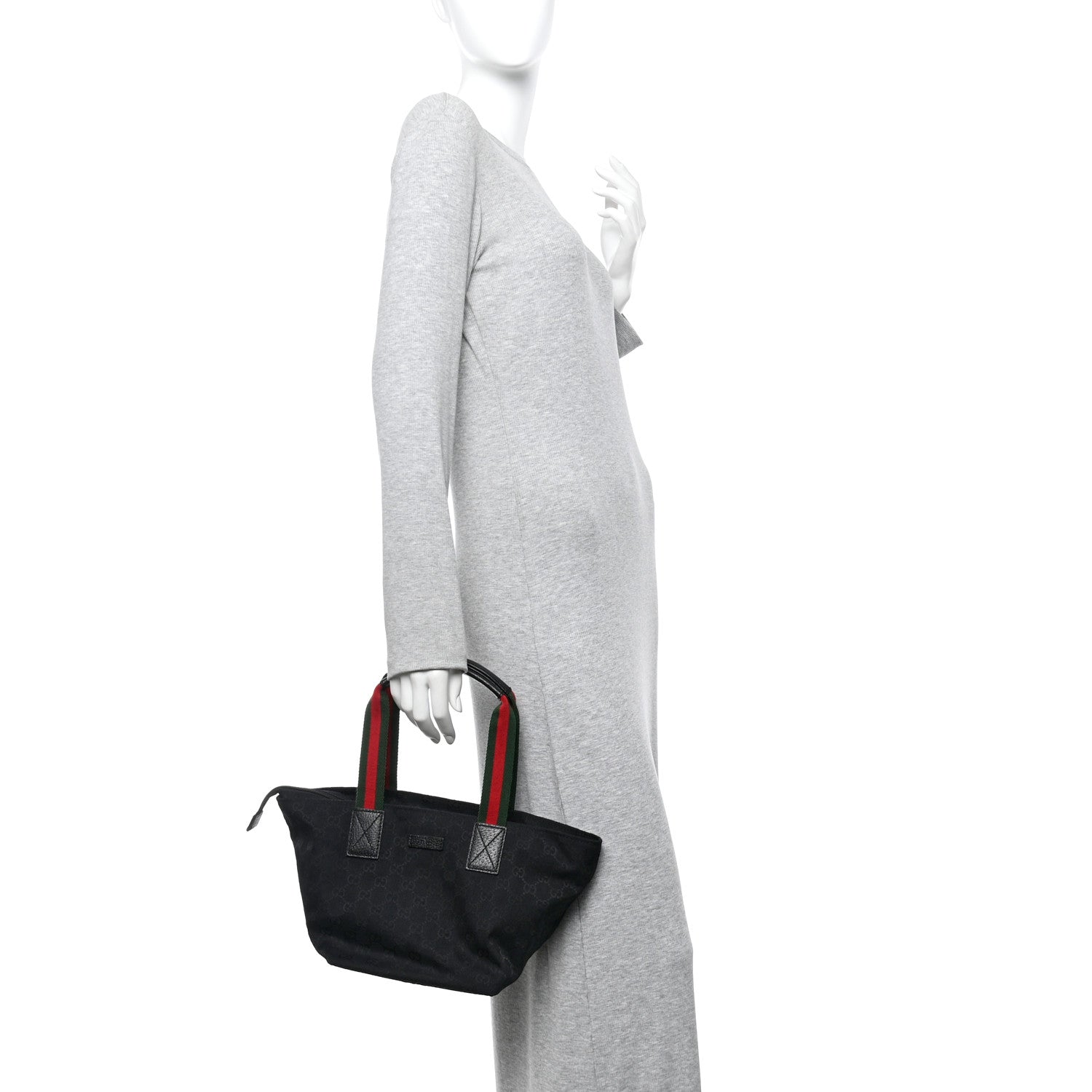GG Monogram Small Web Handle Bucket Tote Black