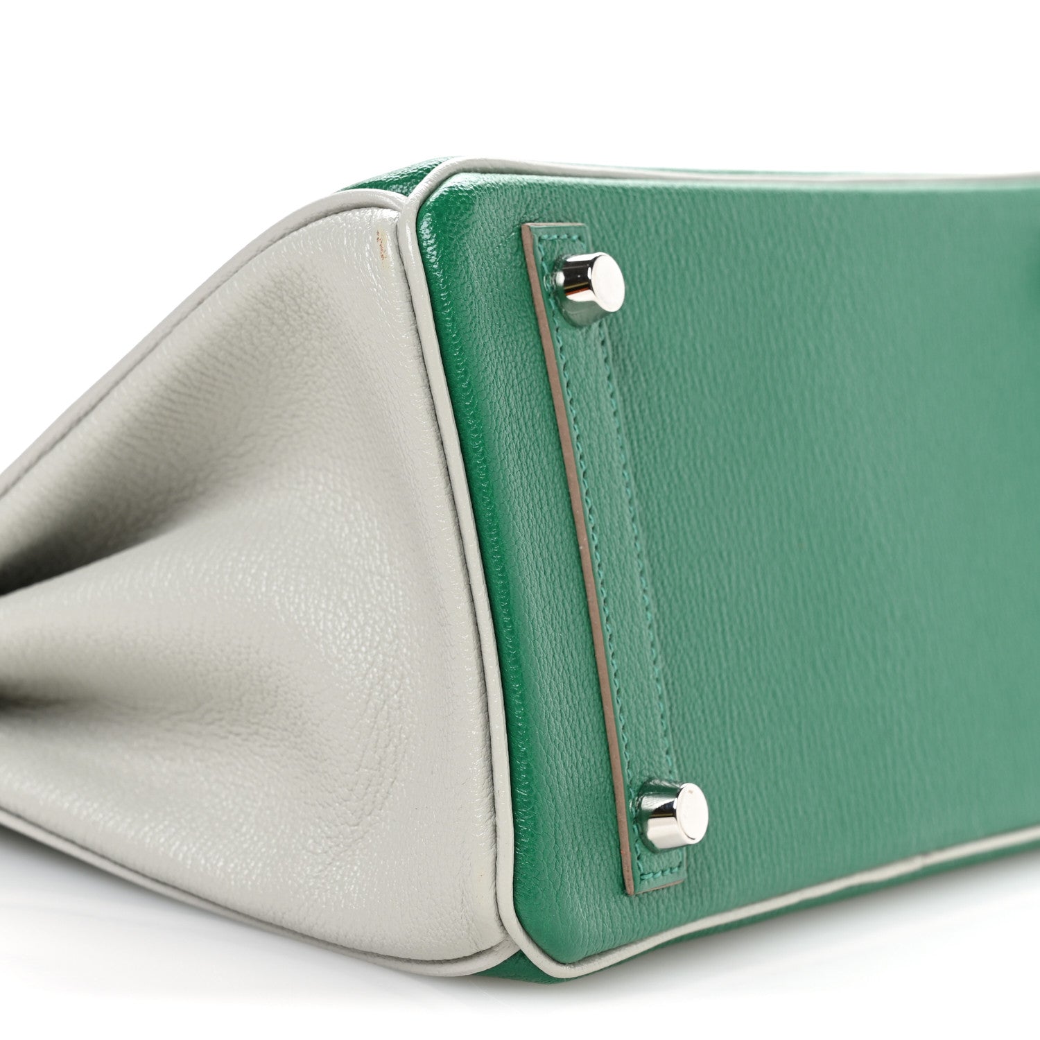 Chevre Mysore Horseshoe Birkin 25 Vert Vertigo Gris Perle