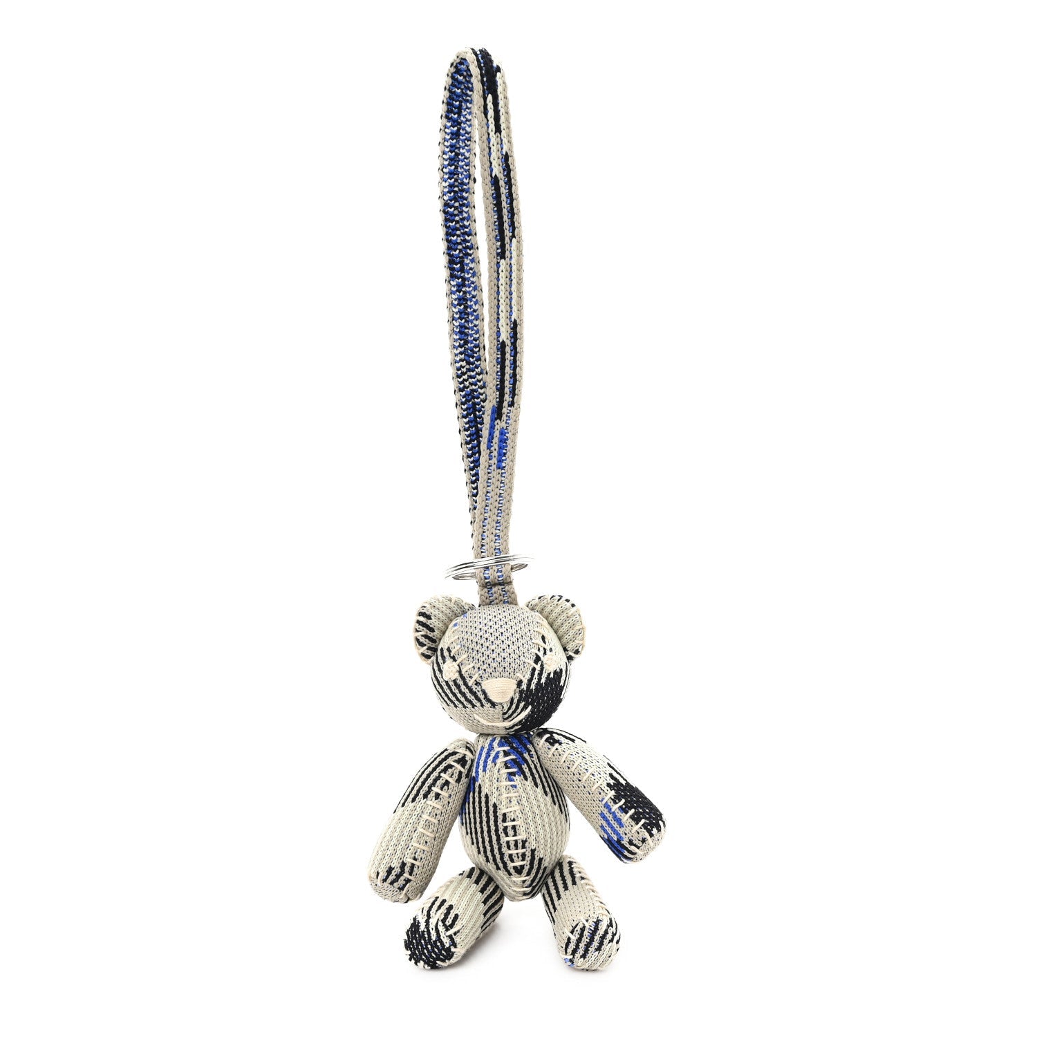 Knitted Check Thomas Teddy Bear Keychain Charm Lichen