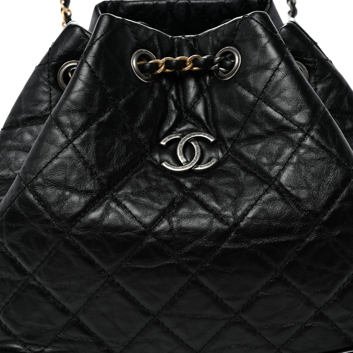 Aged Calfskin Quilted Small Gabrielle Backpack Black