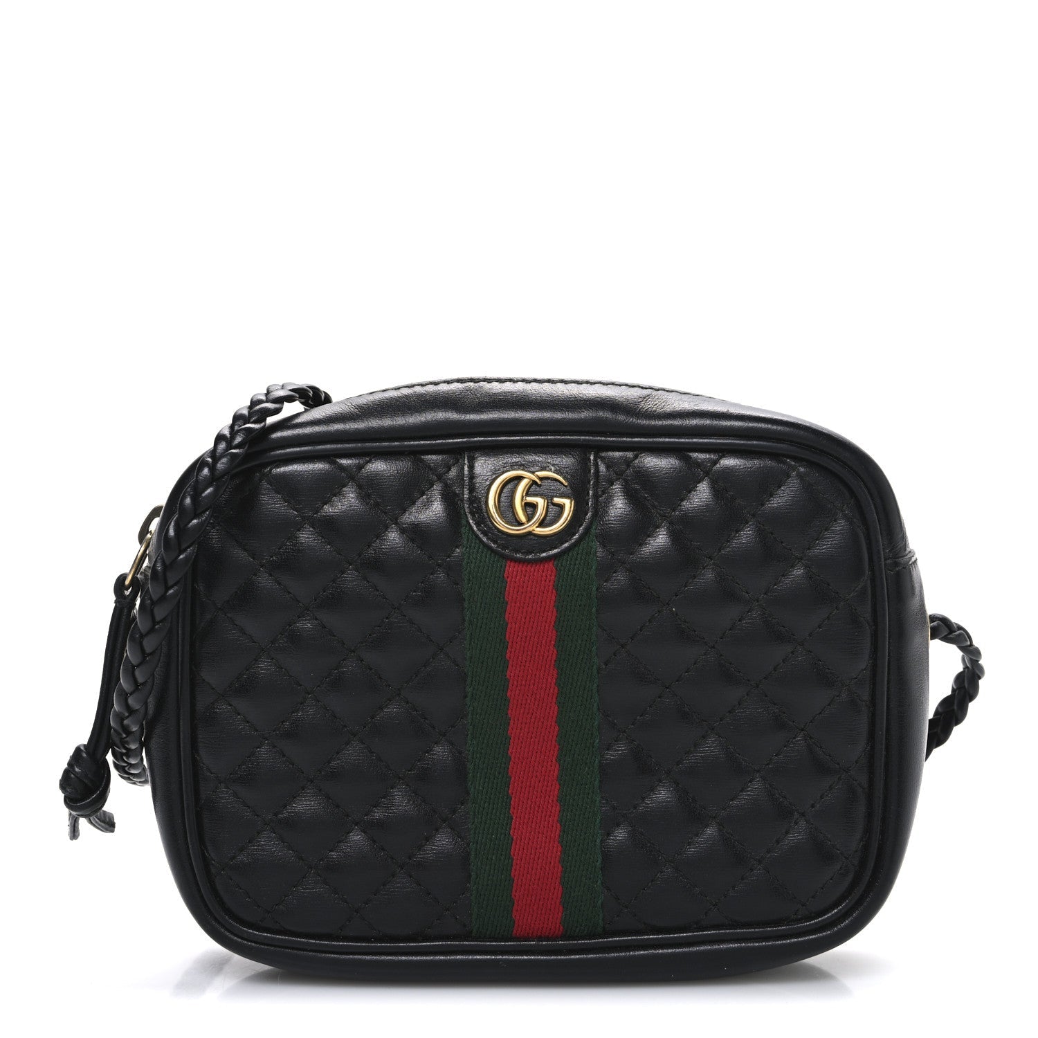 Calfskin Trapuntata Web Mini GG Shoulder Bag Black