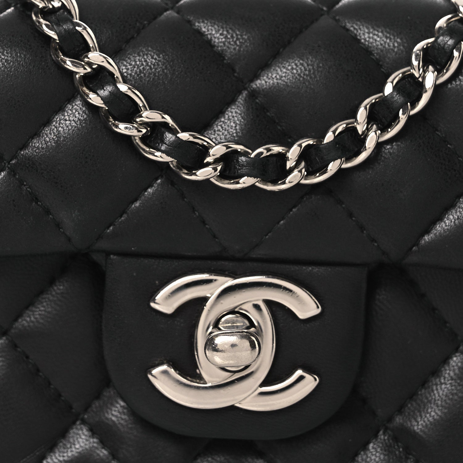 Lambskin Quilted Double Mini Flap Crossbody Black