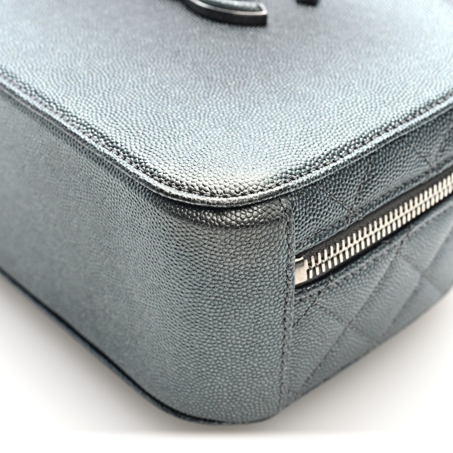 Metallic Caviar Small Coco Curve Vanity Bag Black Ruthenium