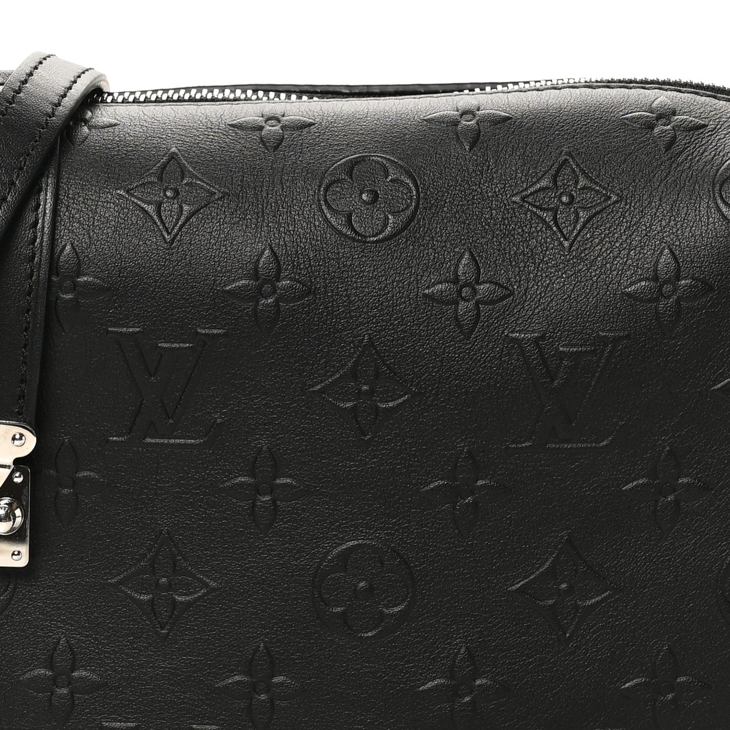 Calfskin Debossed Monogram Side Trunk Black
