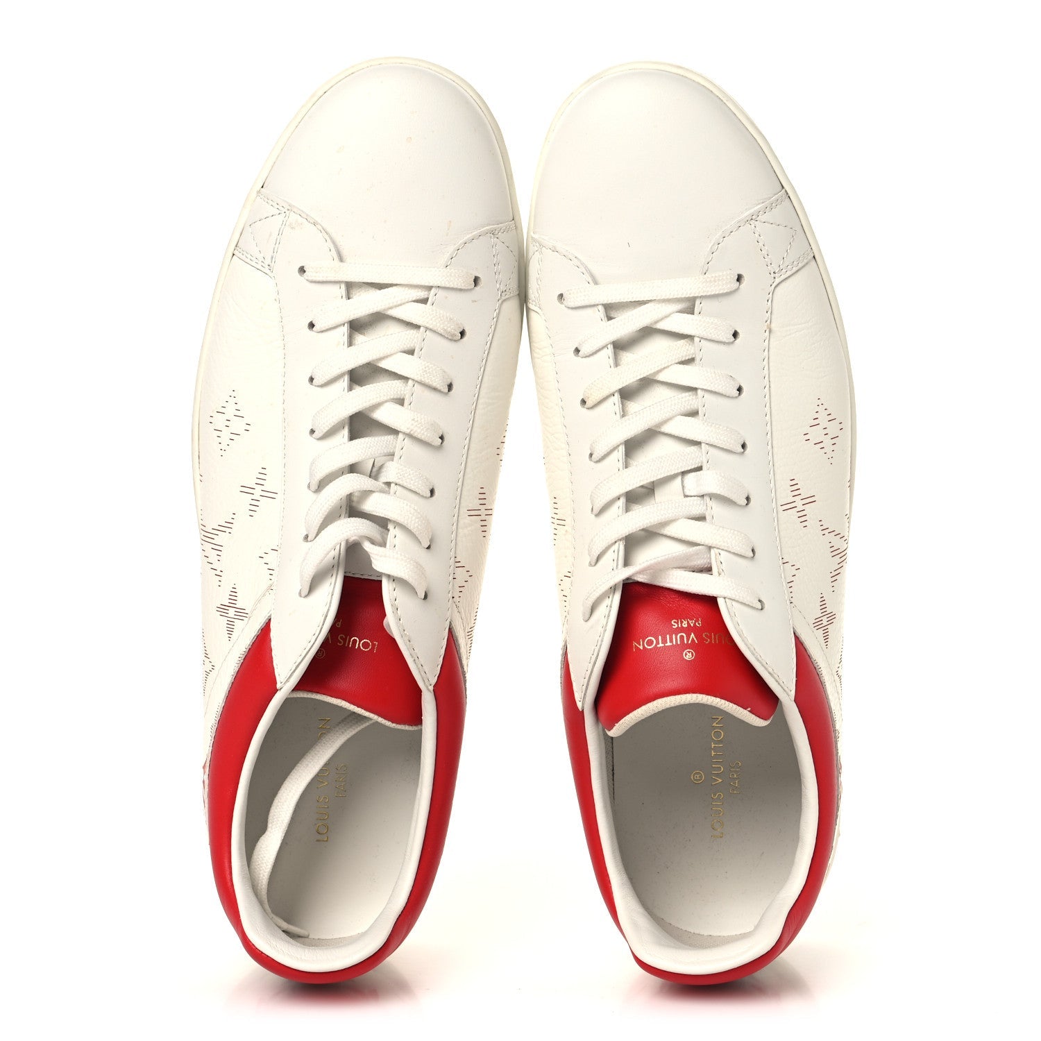 Calfskin Monogram Luxembourg Sneakers 10 Red White
