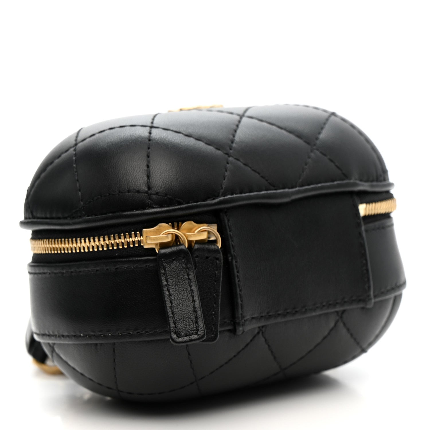 Lambskin Quilted CC Bubble Vanity Case With Chain Black