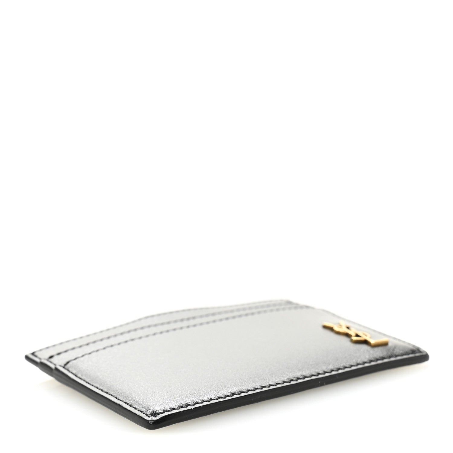 Calfskin Tiny Cassandre Credit Card Case Black