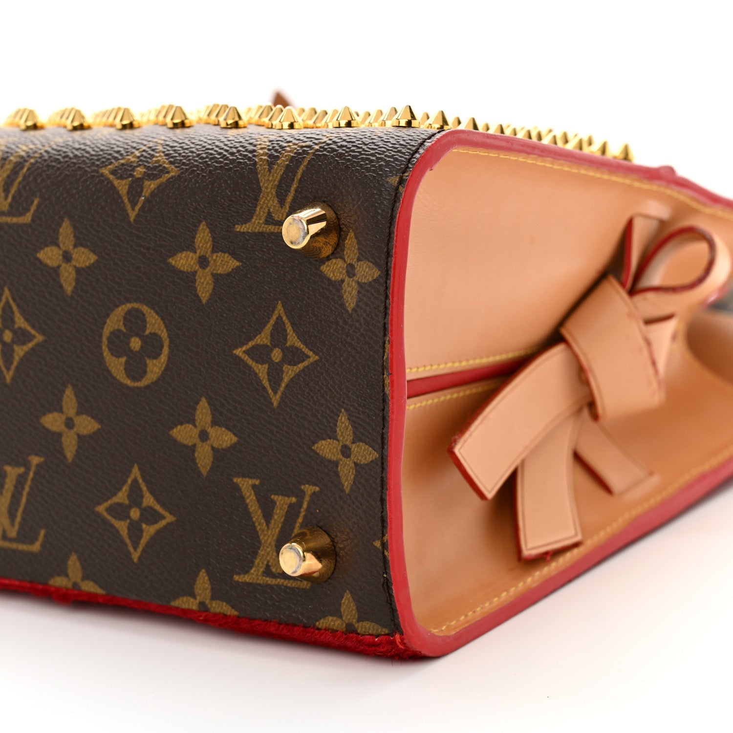 Monogram Calf Hair Spikes Iconoclasts Christian Louboutin Tote Red