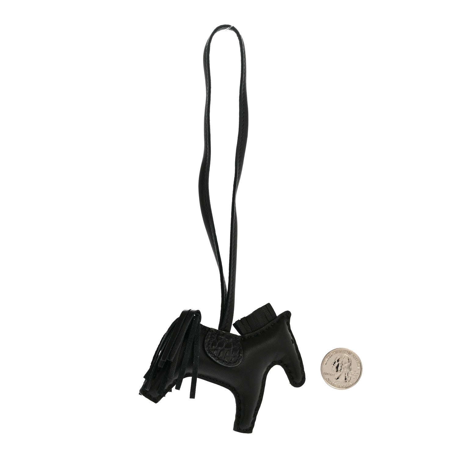 Milo Lambskin Matte Alligator Touch Grigri Rodeo Horse Bag Charm PM So Black