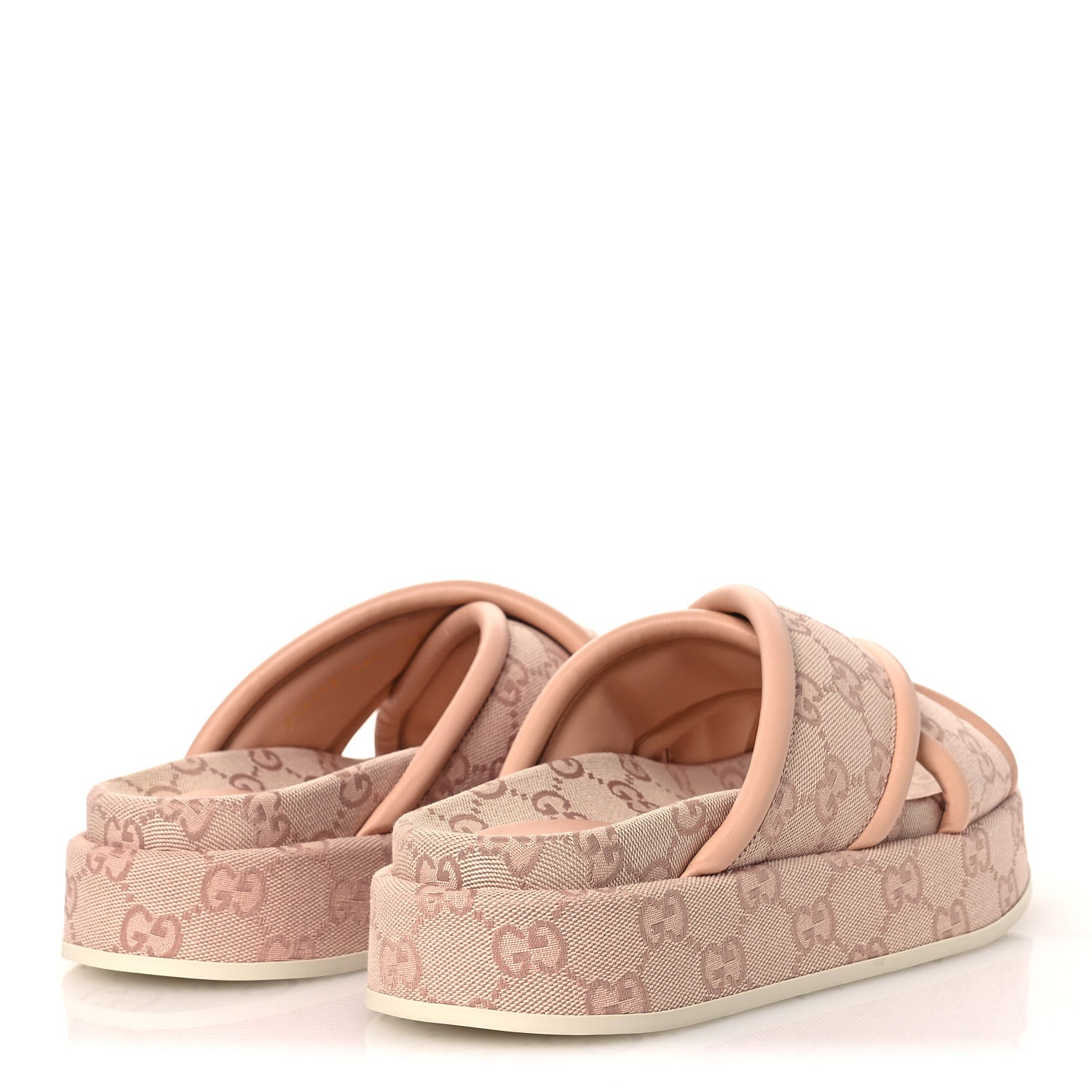 Monogram GG Calfskin Angelina Platform 55mm Slide Sandals 36.5 Light Pink