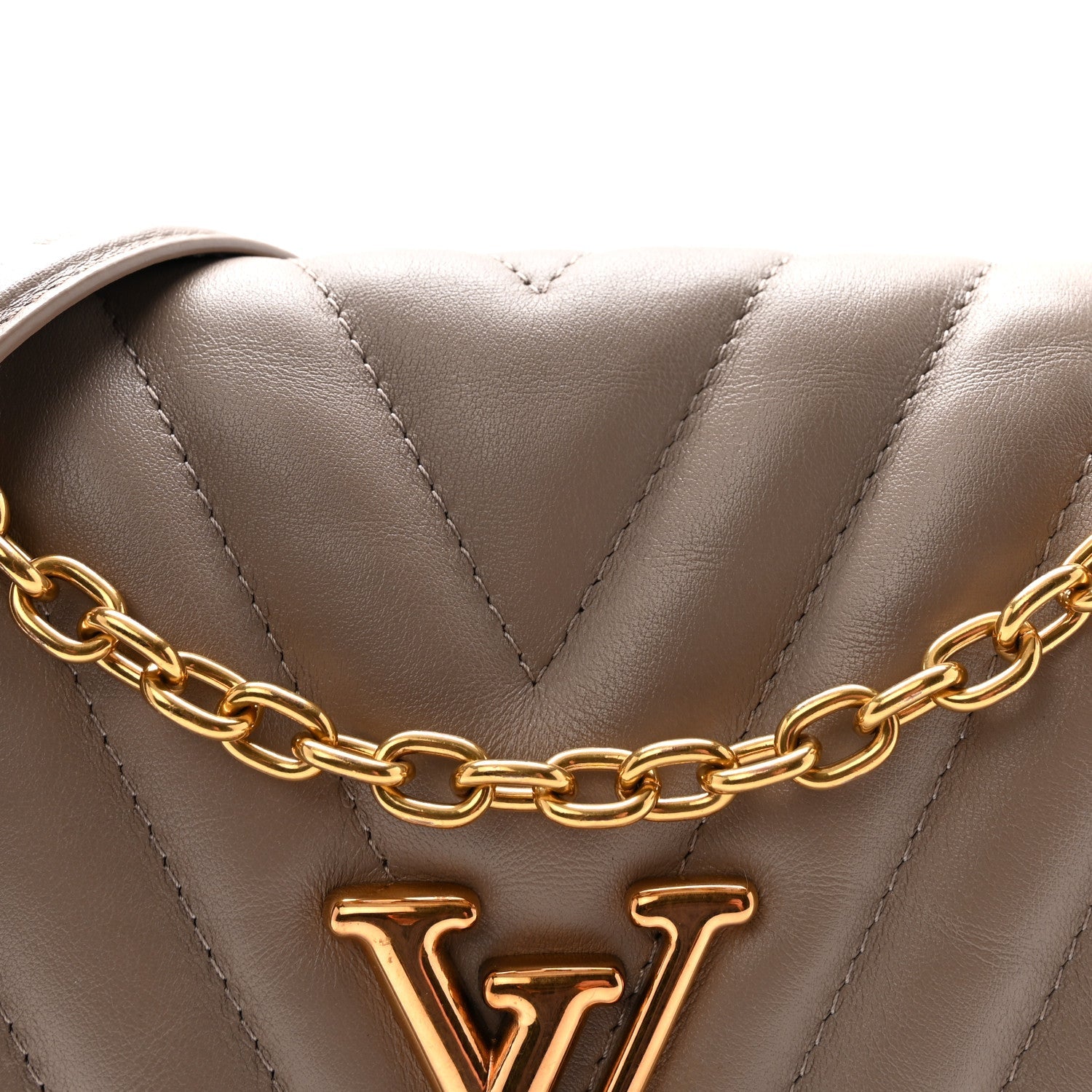 Calfskin LV New Wave Chain Bag Taupe