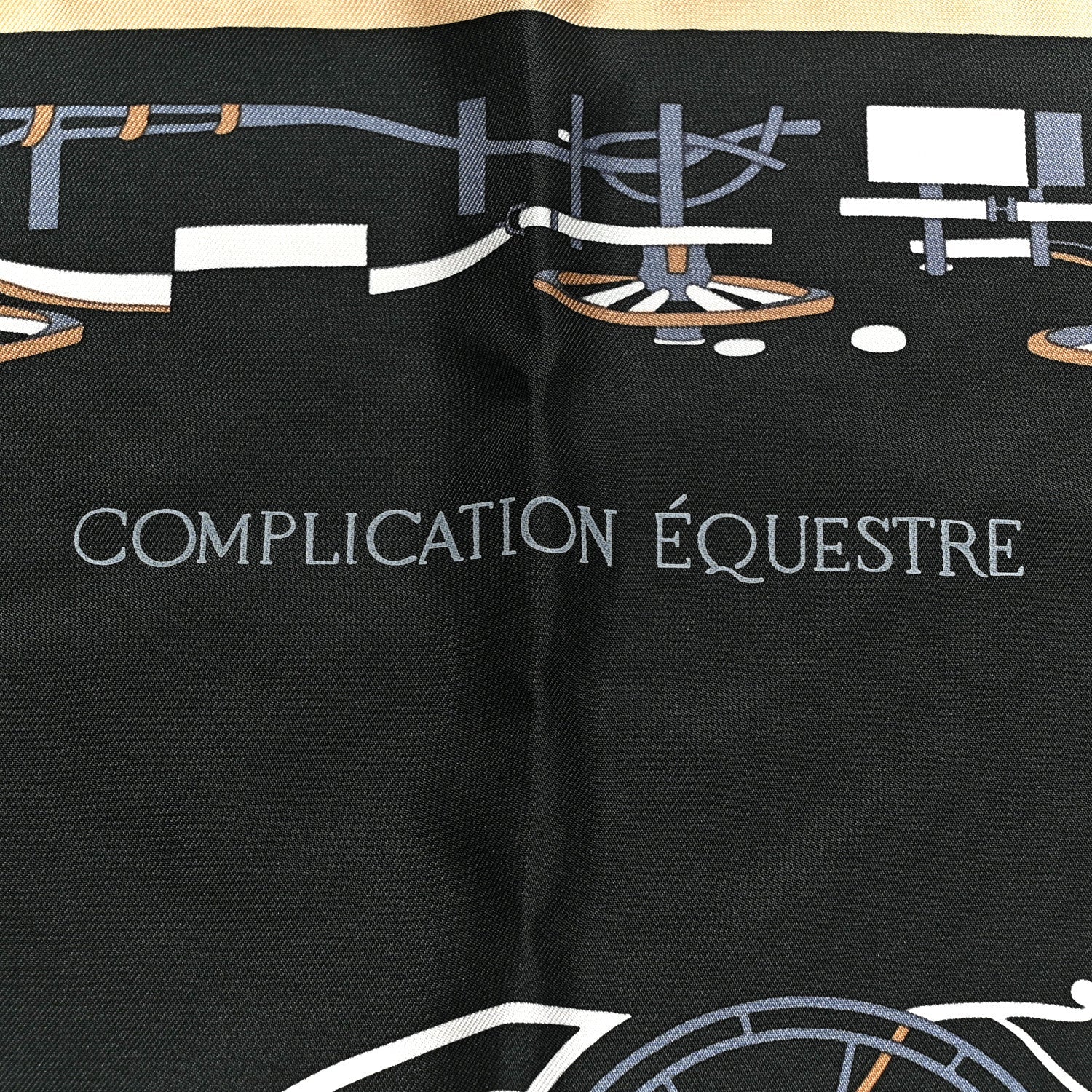Silk Complication Equestre Scarf 90 Vert Anthracite Bleu Ardoise