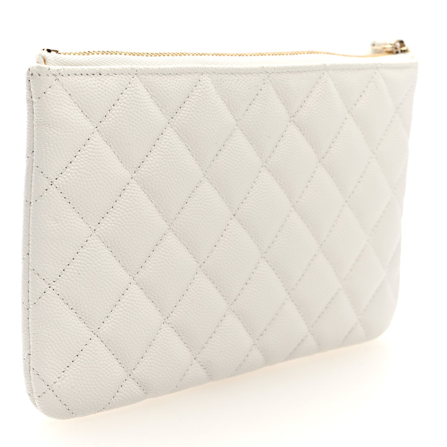 Caviar Quilted Cosmetic Case White
