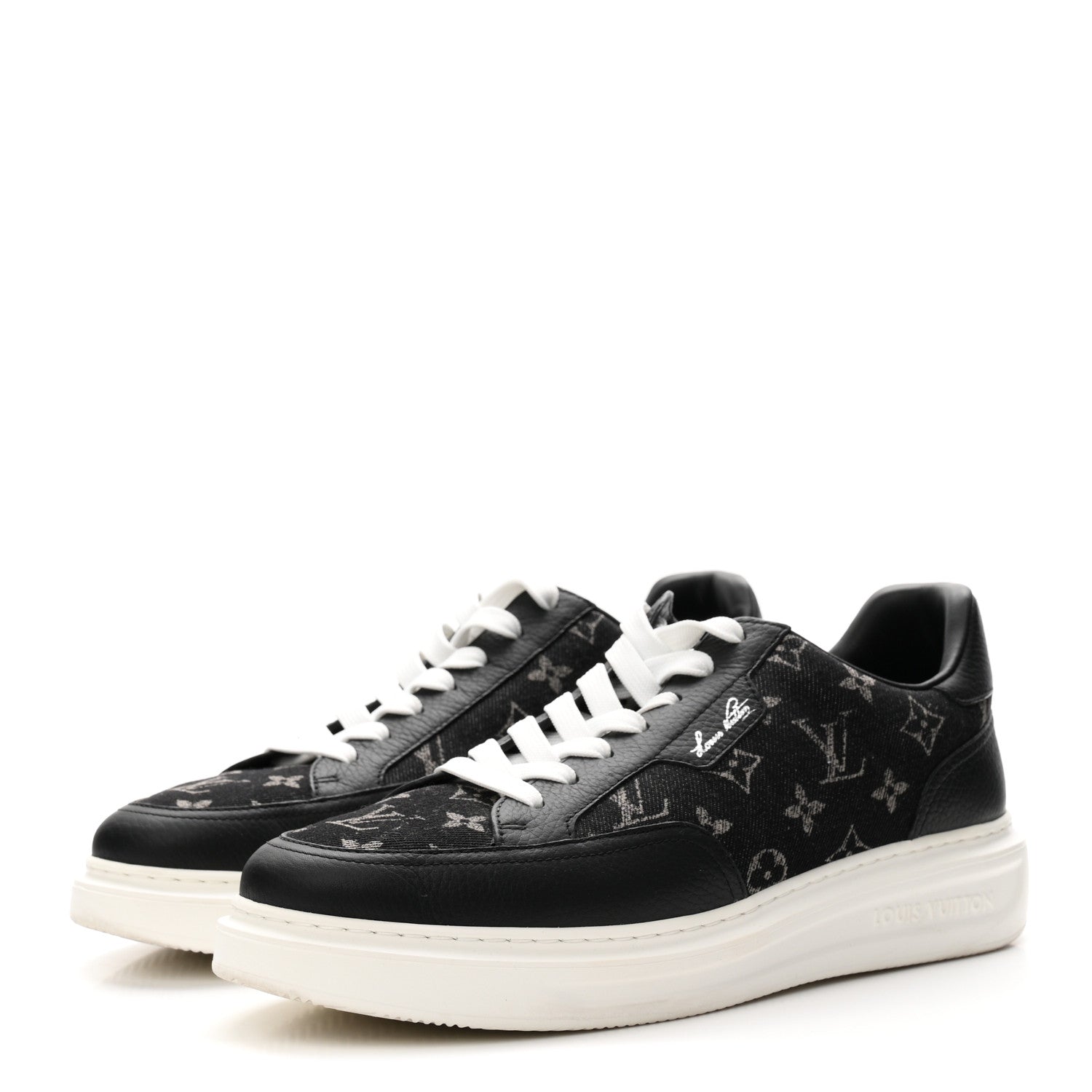 Denim Calfskin Mens Beverly Hills Sneakers 8.5 Black