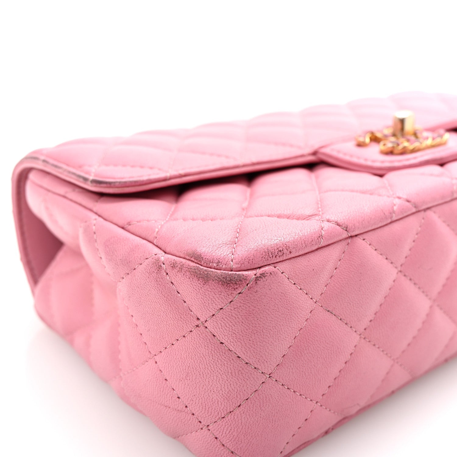Lambskin Quilted Mini Strass On Top Flap Pink
