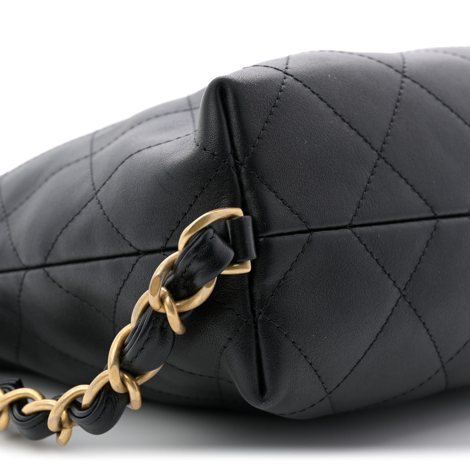 Calfskin Quilted Convertible CC Chain Hobo Black