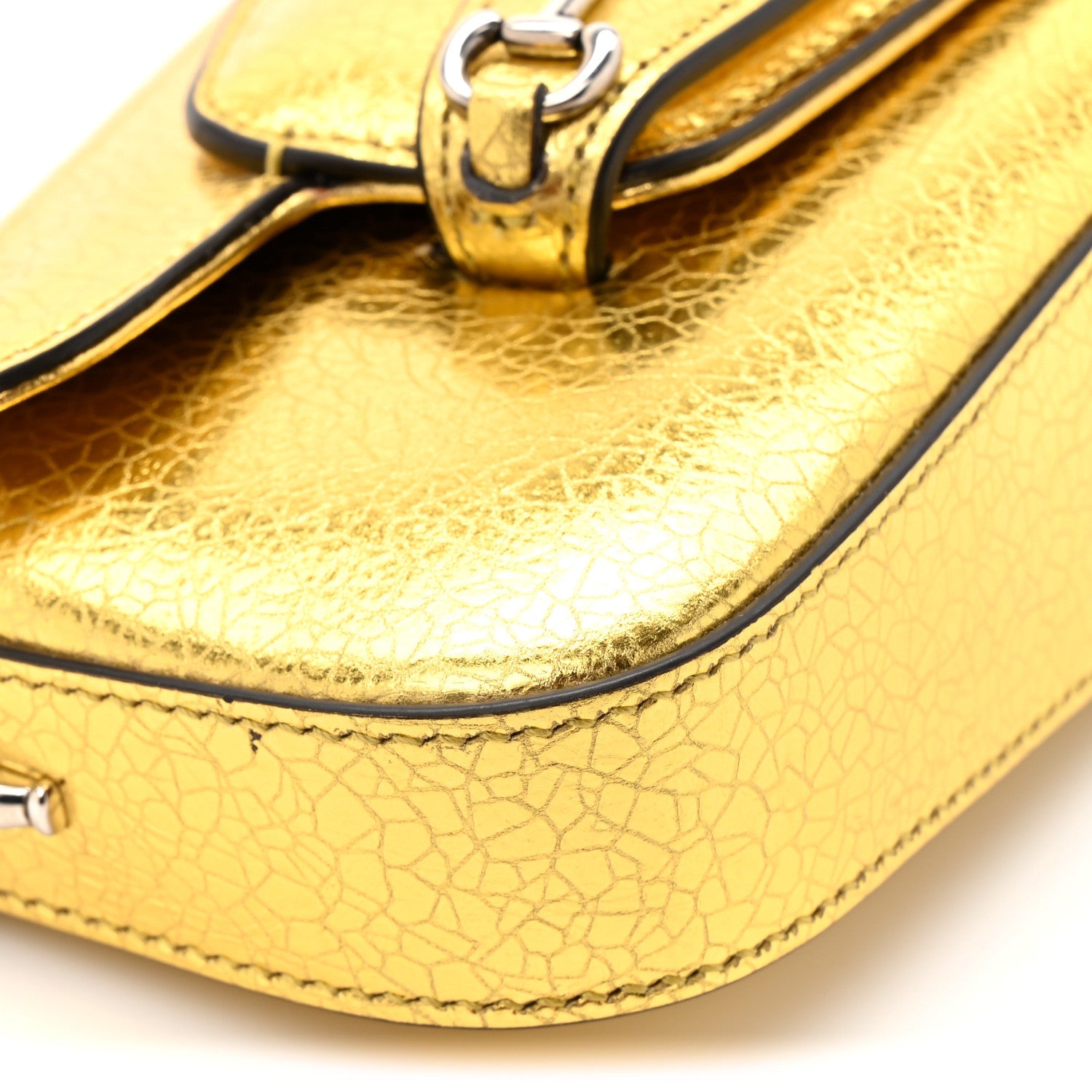 Metallic Calfskin Mini Horsebit 1955 Asymmetric Shoulder Bag Gold