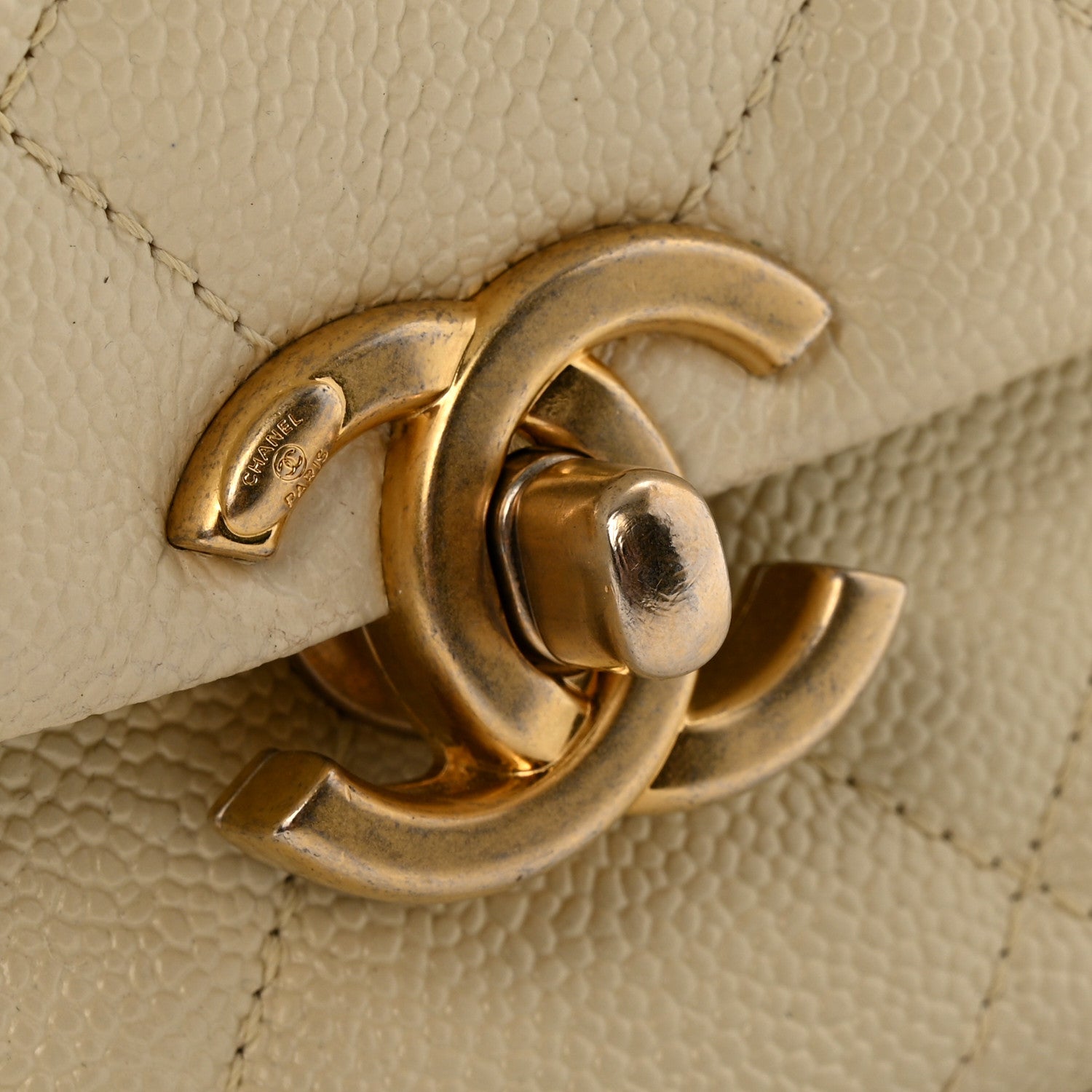 Shiny Caviar Quilted Small Chain Melody Flap White