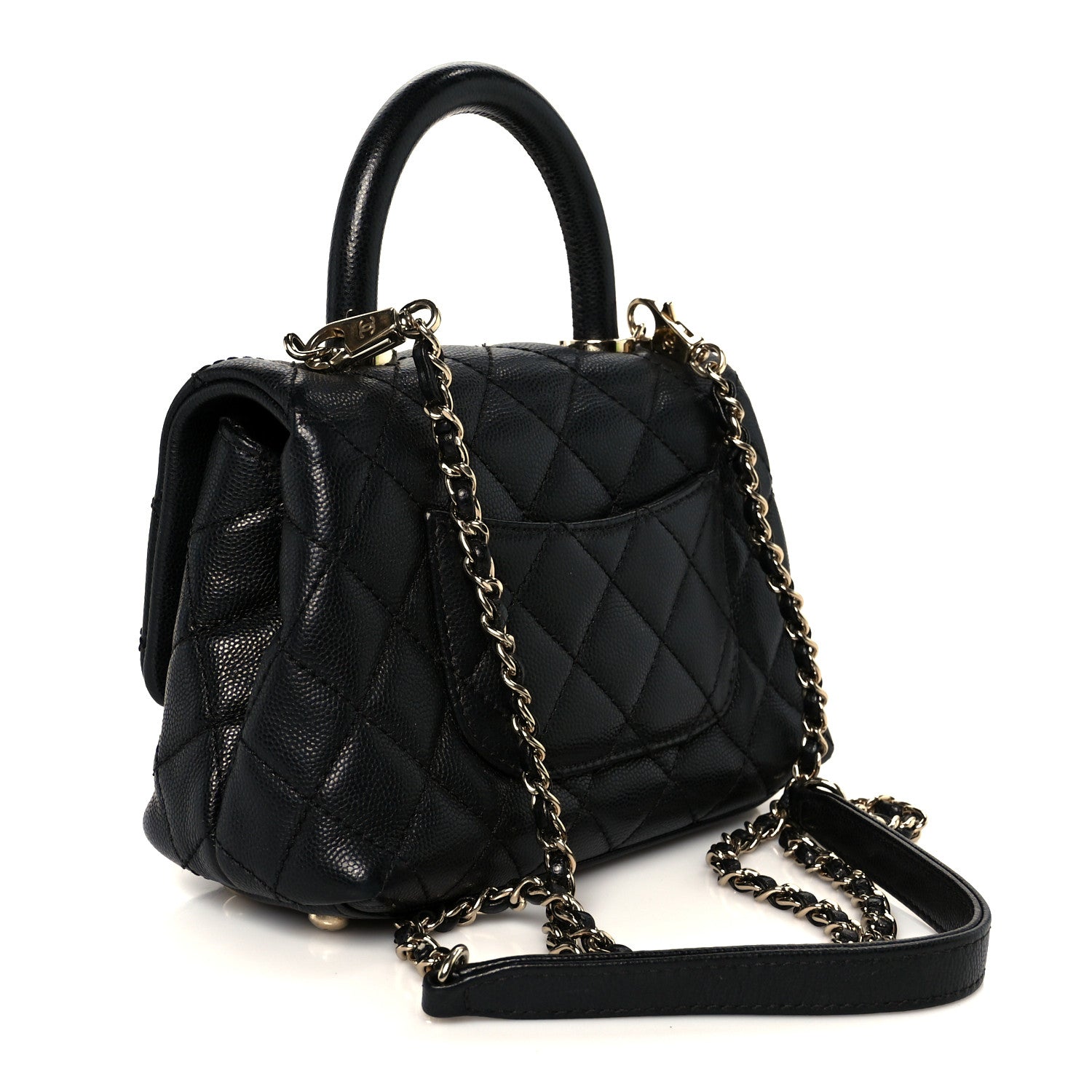 Caviar Quilted Extra Mini Coco Handle Flap Black