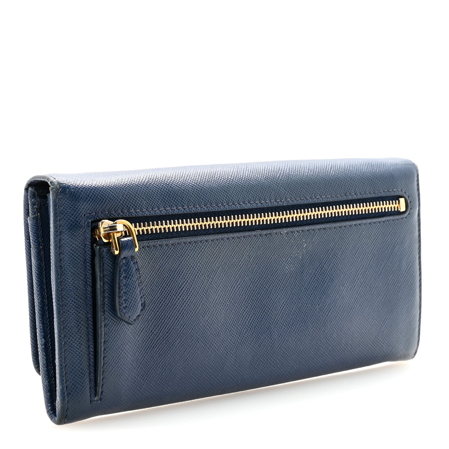 Saffiano Metal Continental Flap Travel Wallet Bluette