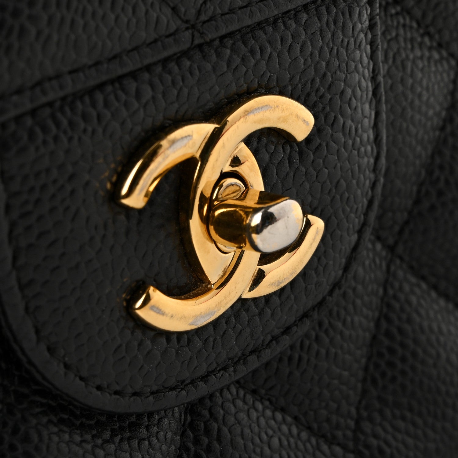 Caviar Quilted Jumbo Double Flap Black