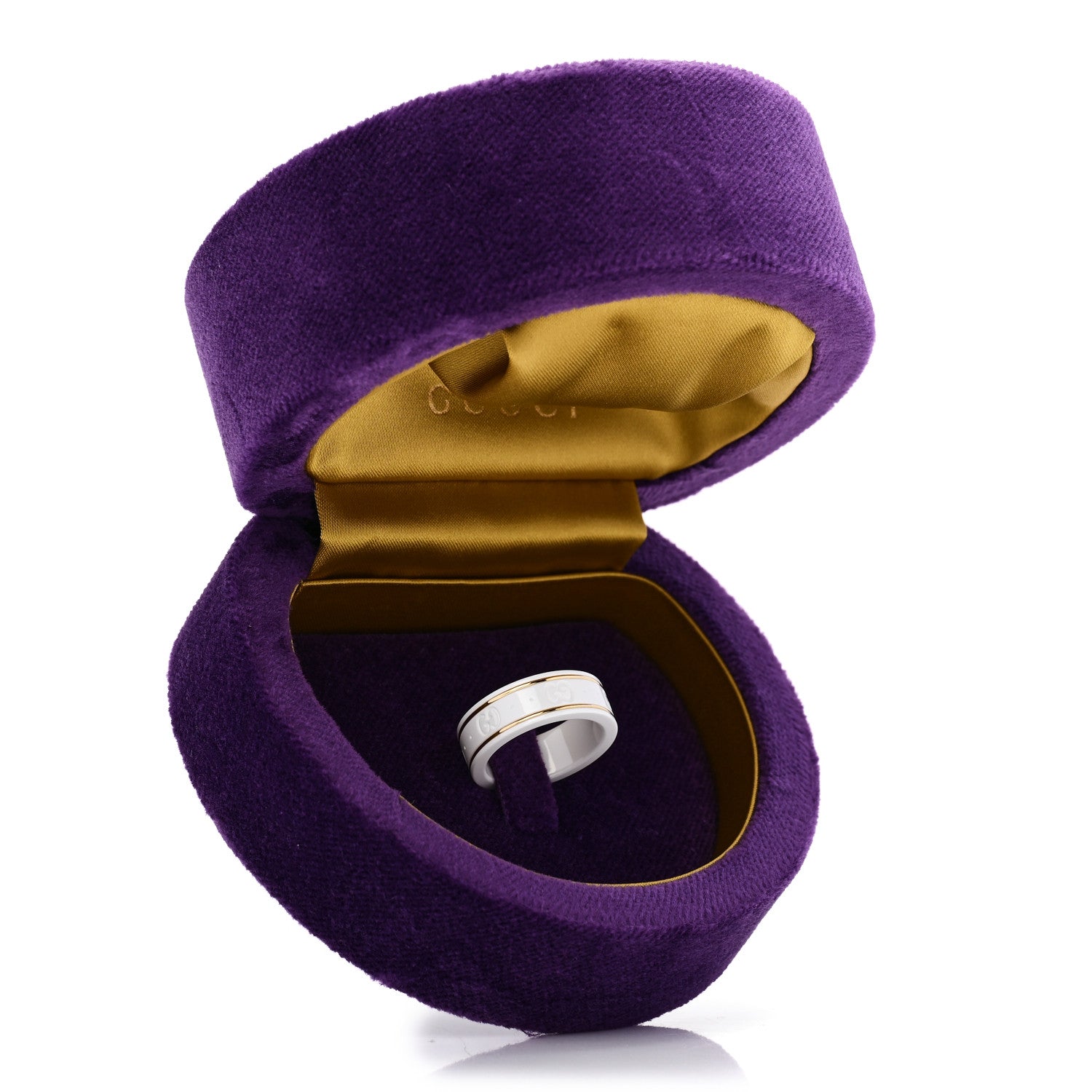 18K Yellow Gold Zirconia 7mm Icon Band Ring 53 6.5 White