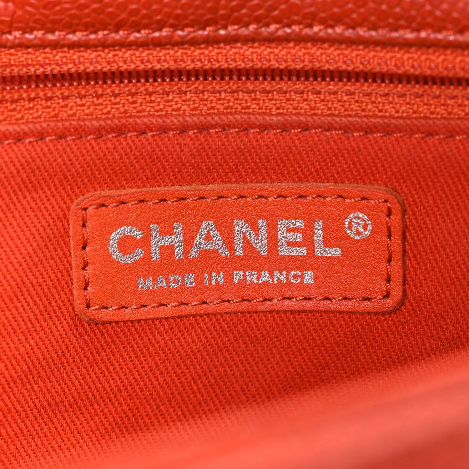 Grained Calfskin Large Natural Beauty Flap Orange