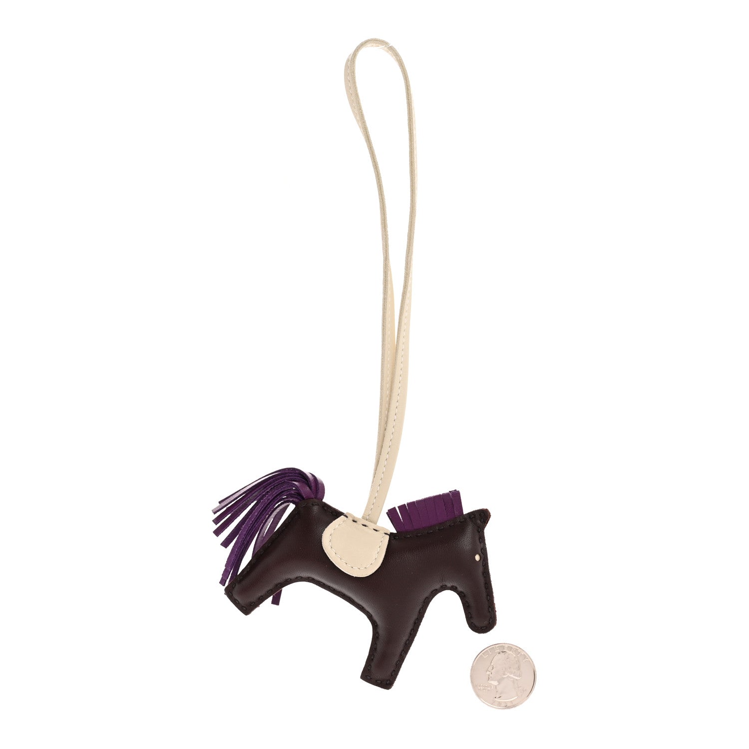Milo Lambskin Grigri Rodeo Horse Bag Charm PM Rouge Sellier Craie Violet