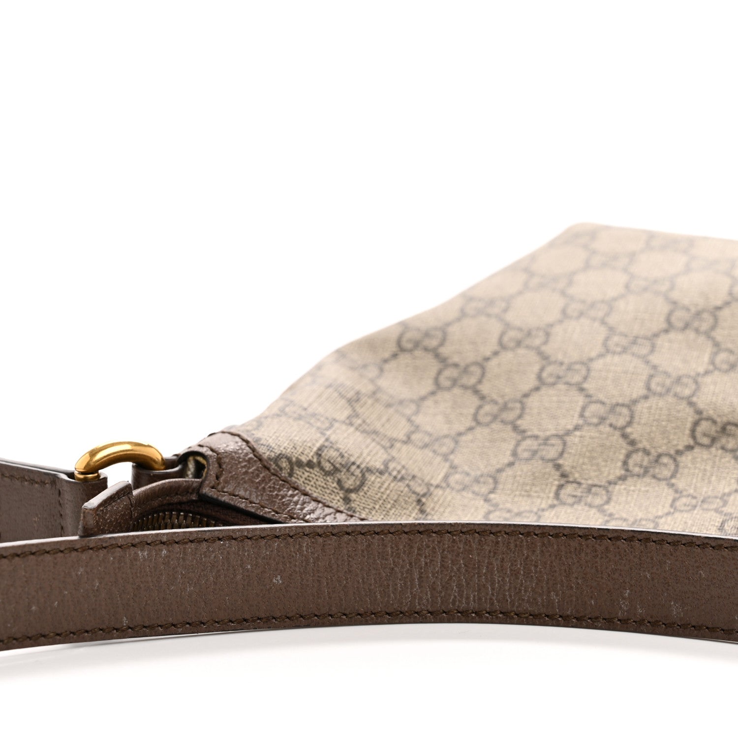 GG Supreme Monogram Web Small Ophidia Half Moon Hobo Brown