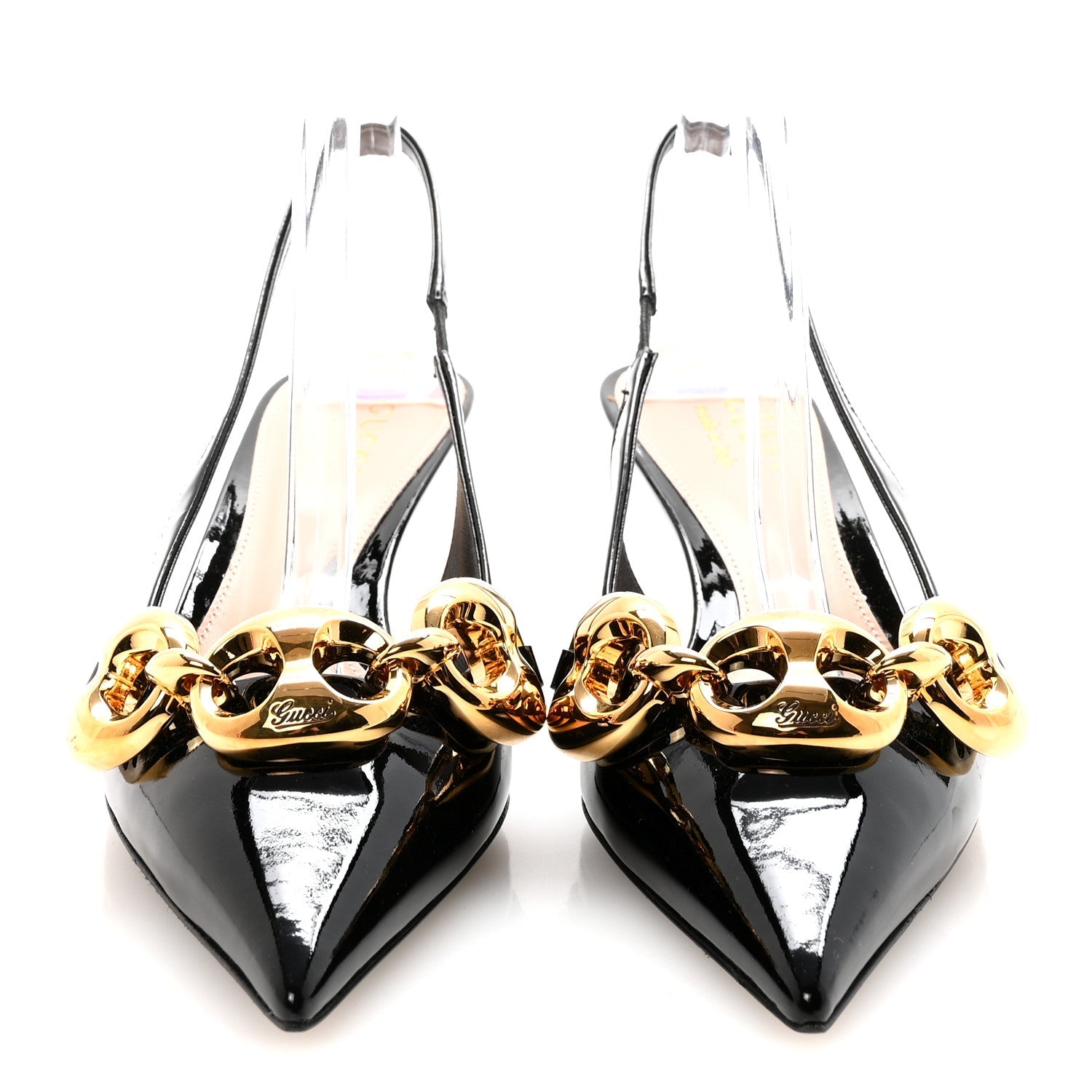 Vernice Crystal Nappa Charlotte Marina Slingback Pumps 37 Black